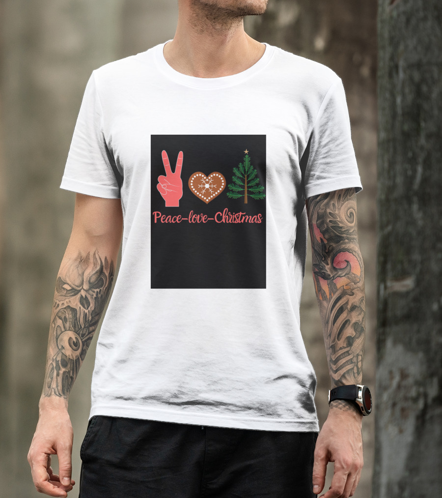 Peace Love Christmas Gingerbread Tree T-Shirt