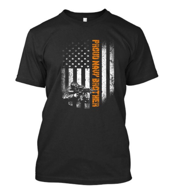 Proud Navy Brother American Flag Soldier T-Shirt