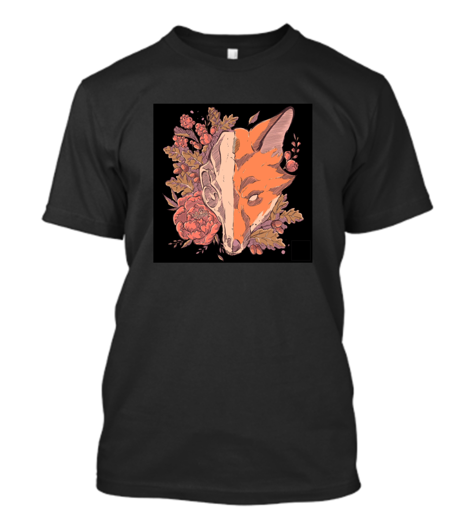 Skeleton Fox Floral Fusion T-Shirt