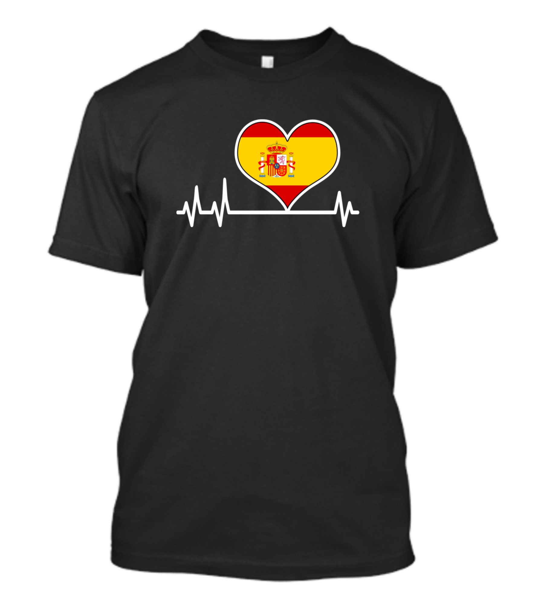 Spain Flag Heart EKG Love Heartbeat T-Shirt