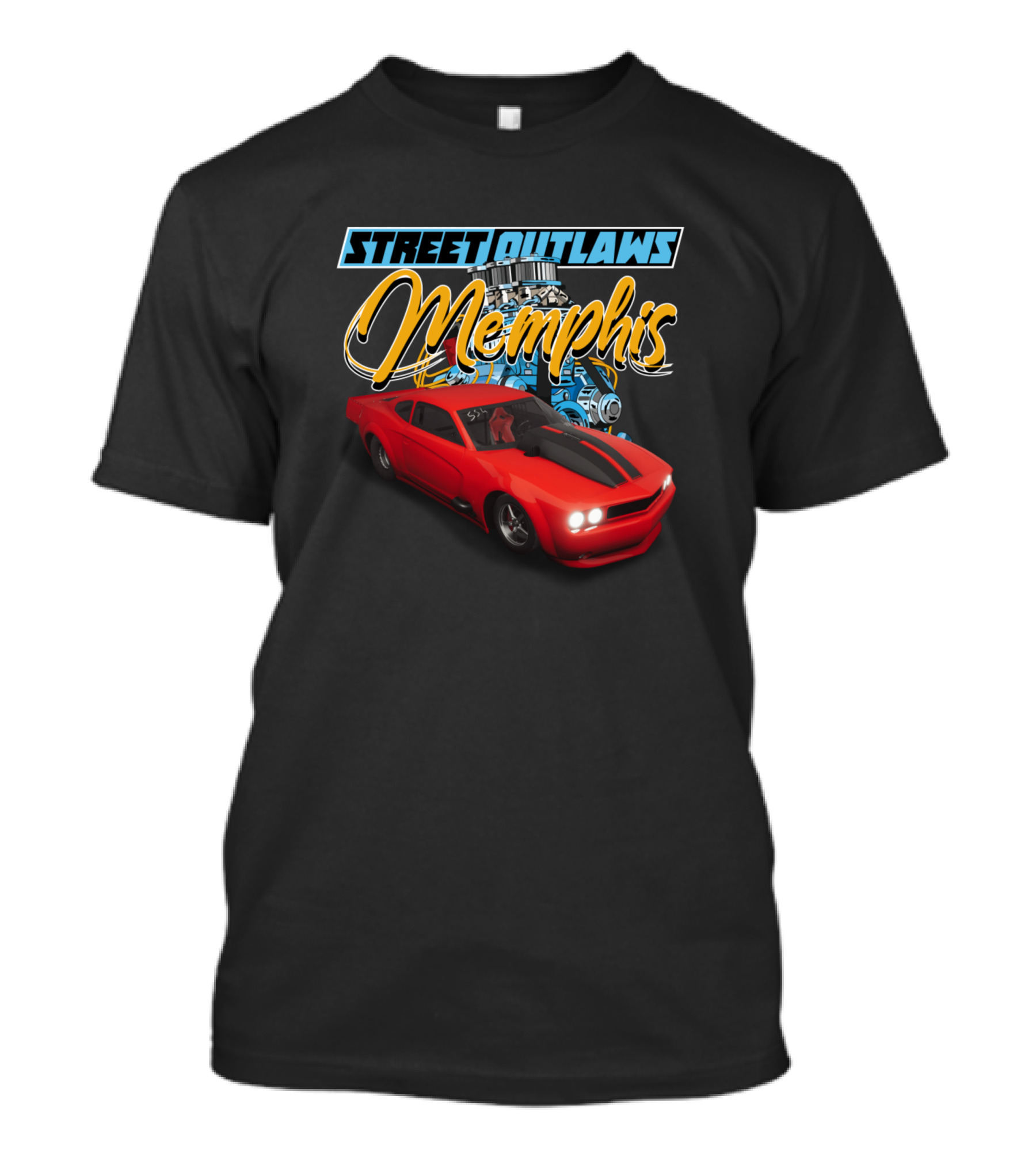 Street Outlaws Memphis Custom Red Muscle Car Racing T-Shirt