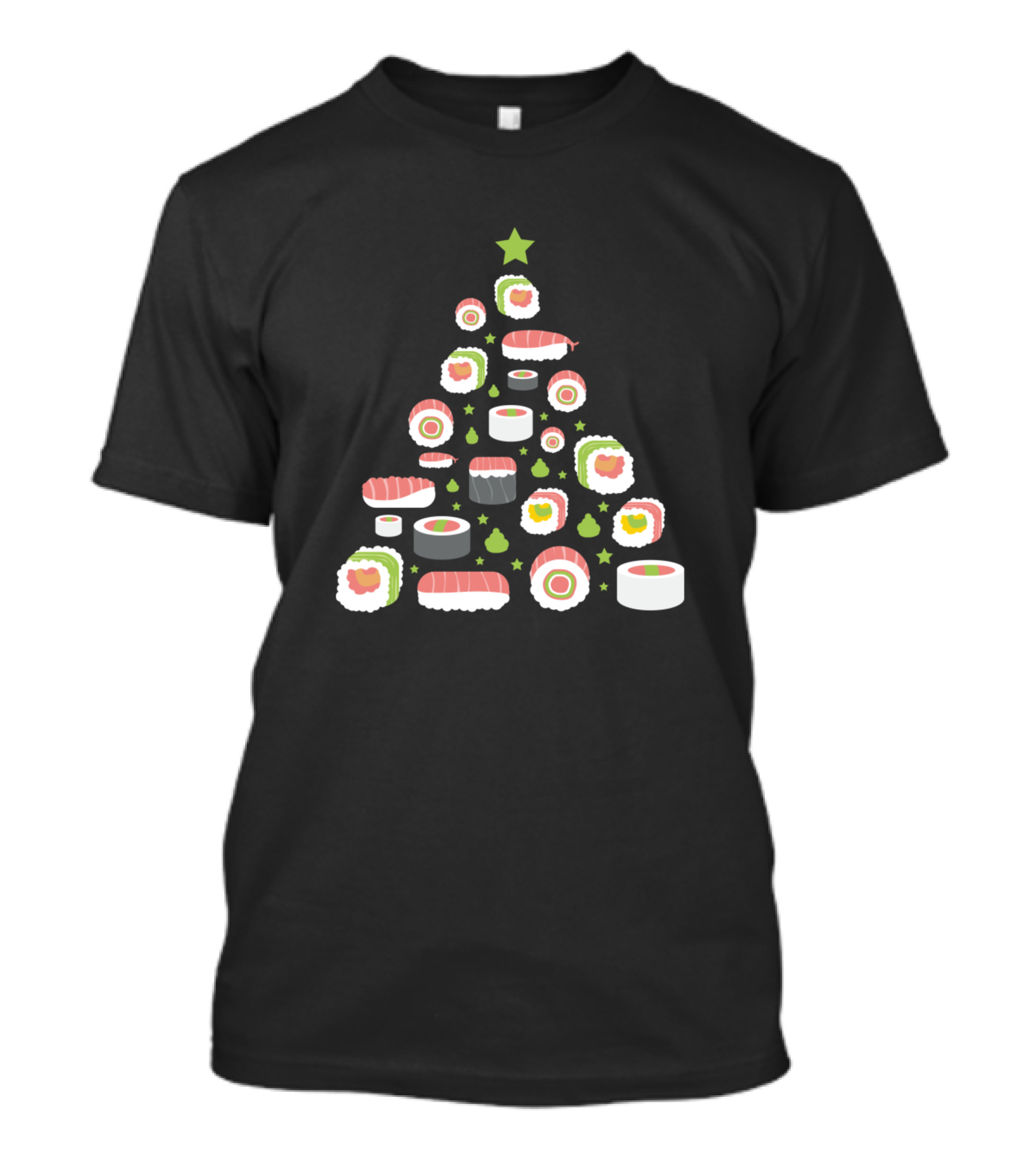 Sushi Rolls Shaped Christmas Tree With Star Topper T-Shirt