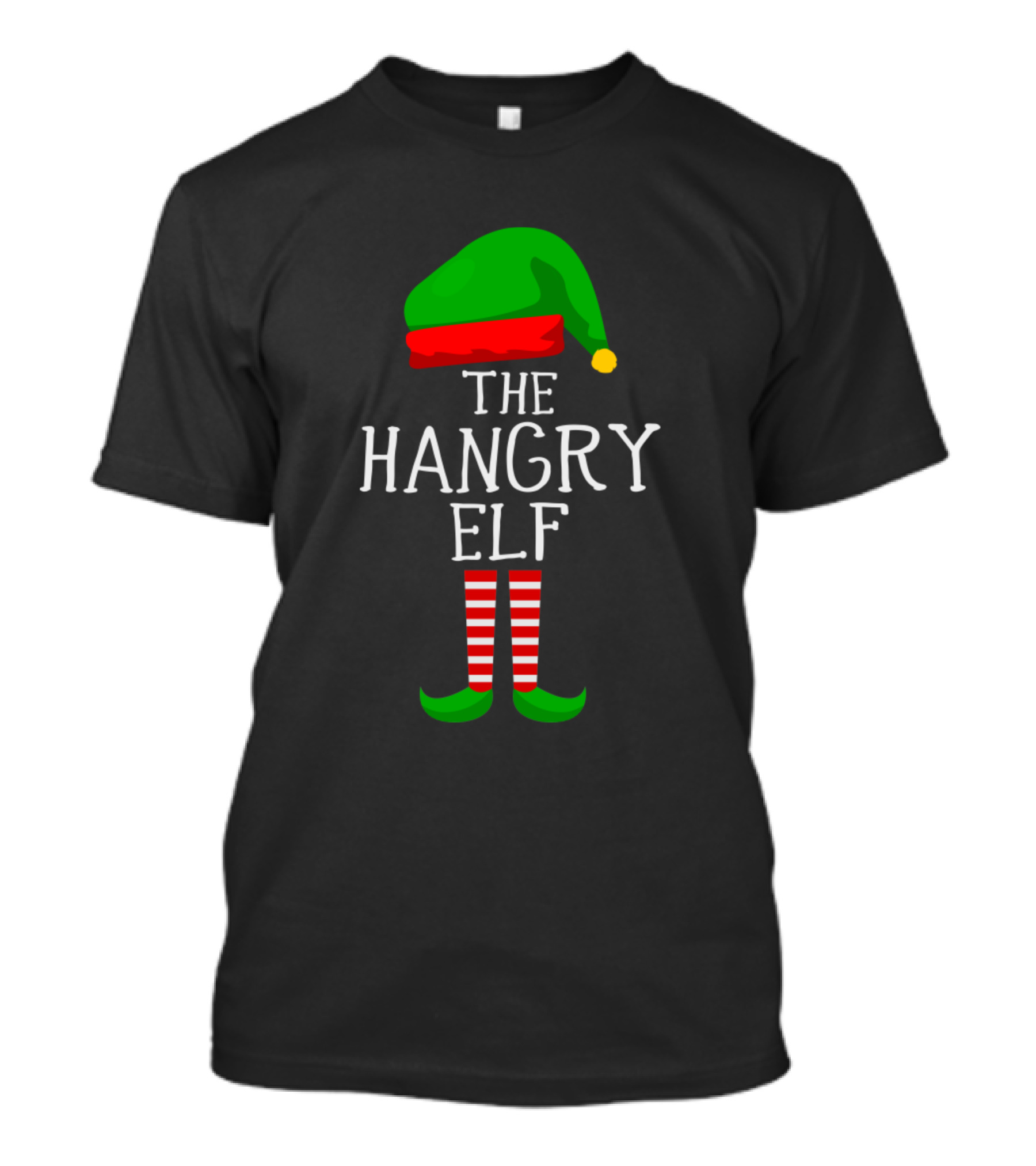 The Hangry Elf Green Hat Red Striped Socks Christmas T-Shirt