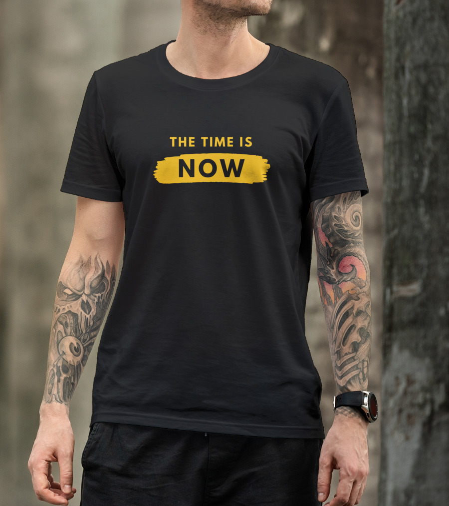 THE TIME IS NOW Yellow Paint Brush Stroke T-Shirt