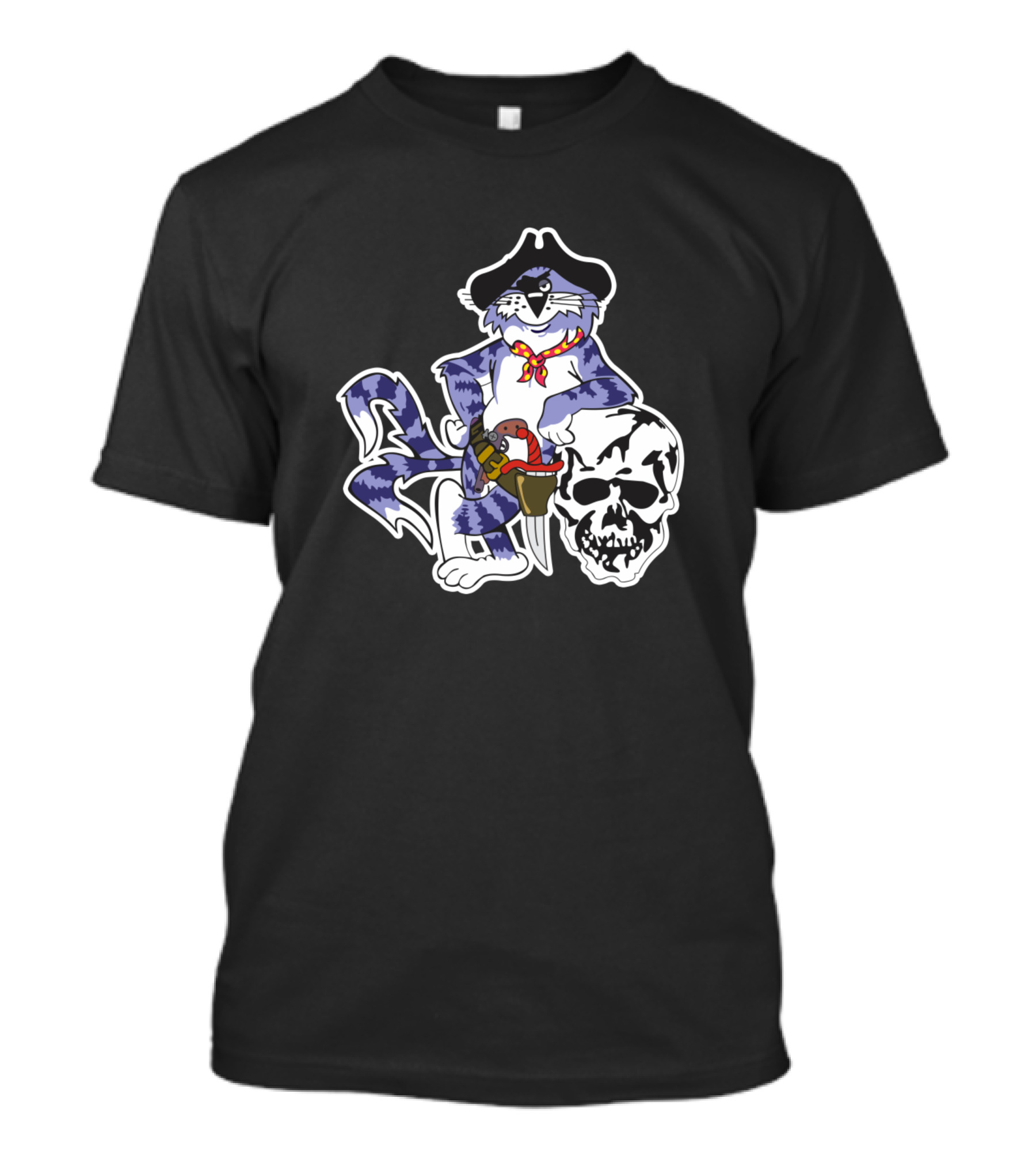 Tomcat Jolly Rogers Pirate Cat With Skull T-Shirt