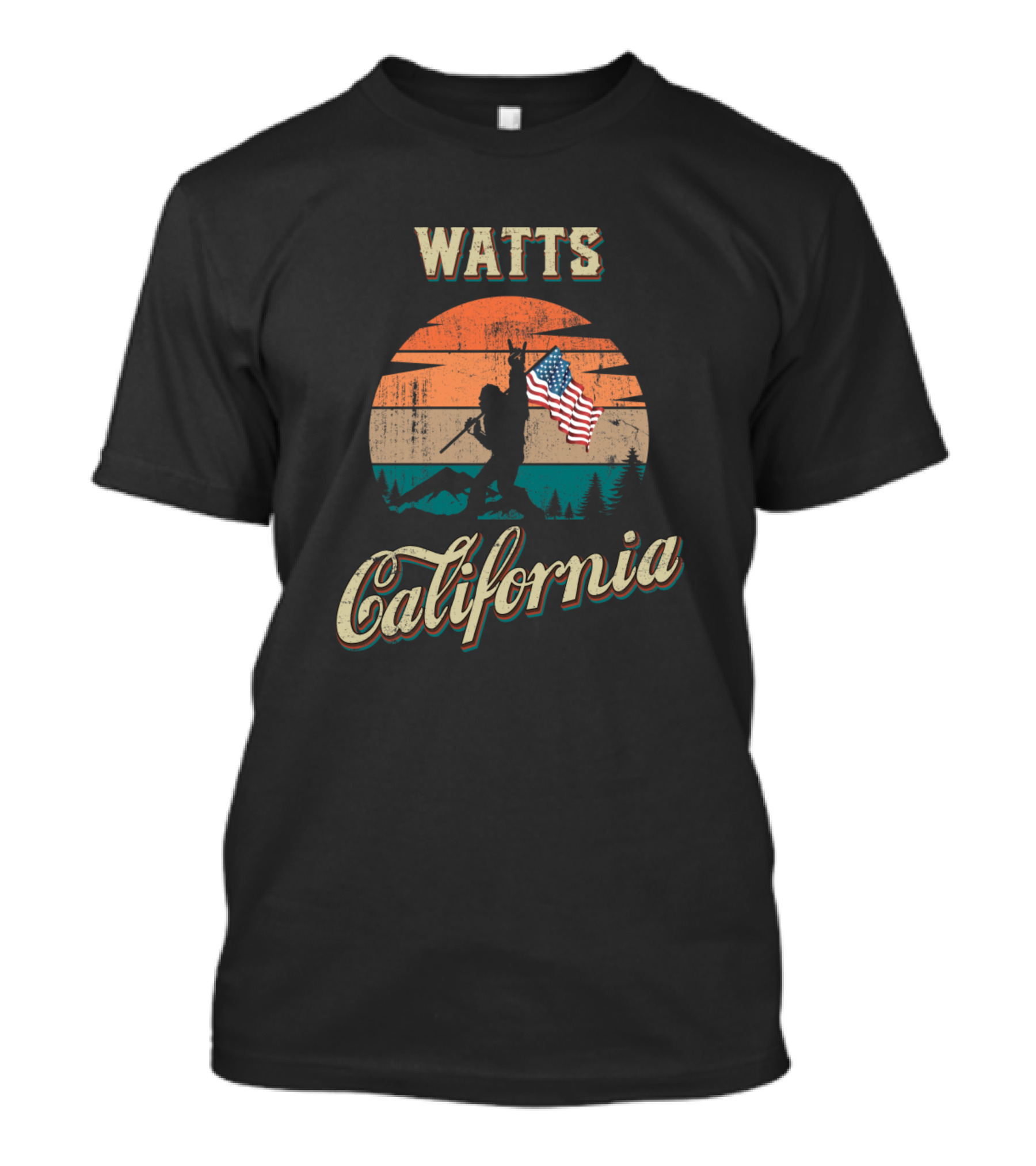 Watts California Vintage American Flag Warrior T-Shirt