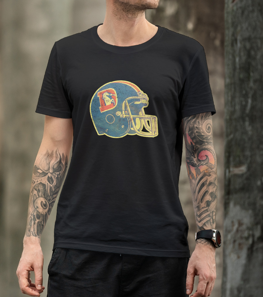 Vintage 80s Denver Broncos Football Helmet T-Shirt