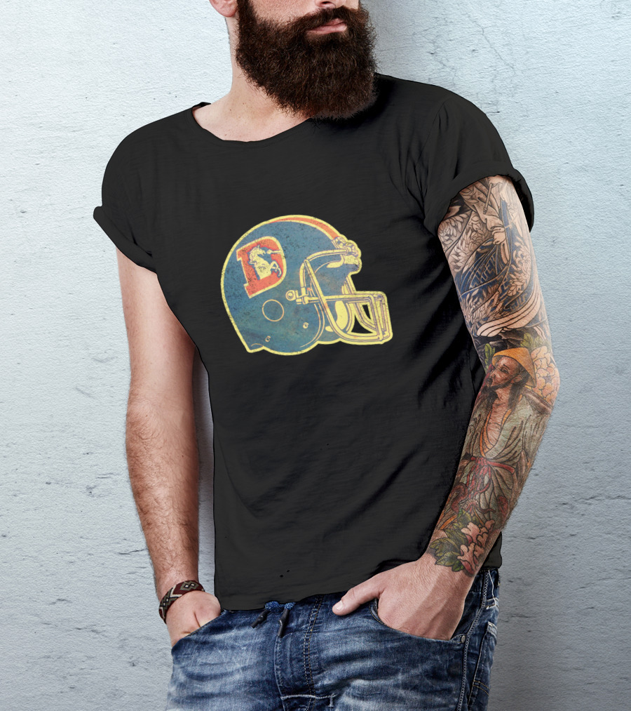 Vintage 80s Denver Broncos Football Helmet T-Shirt