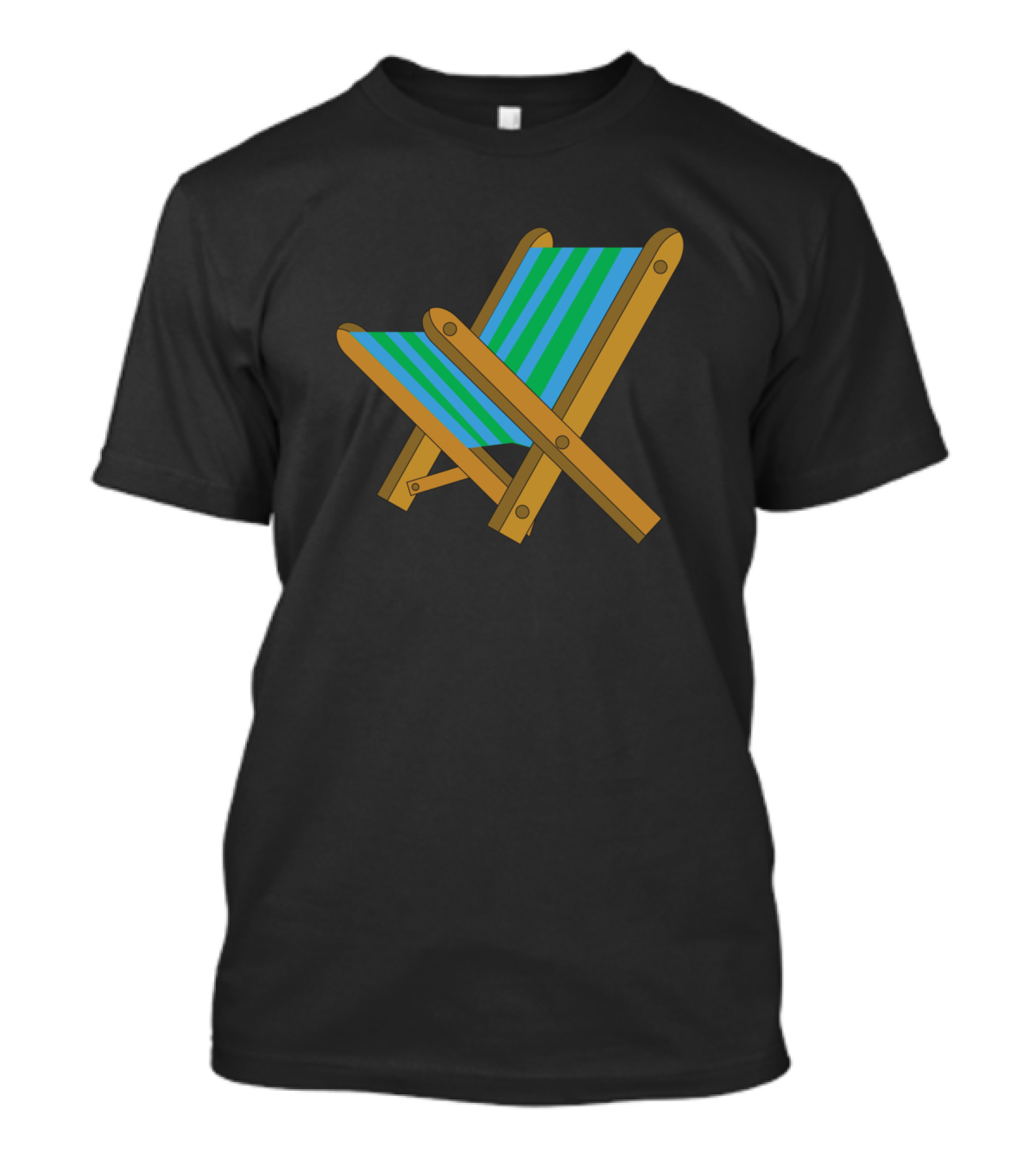 Beach Chair Striped Wooden Frame Folding Seat T-Shirt