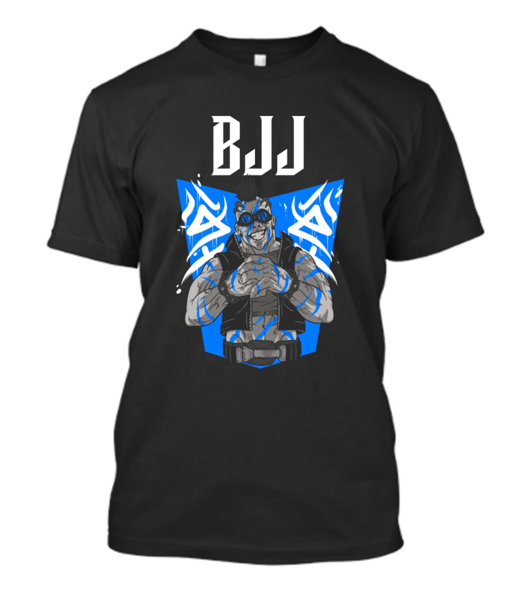 BJJ Blue Biker Martial Arts Character T-Shirt