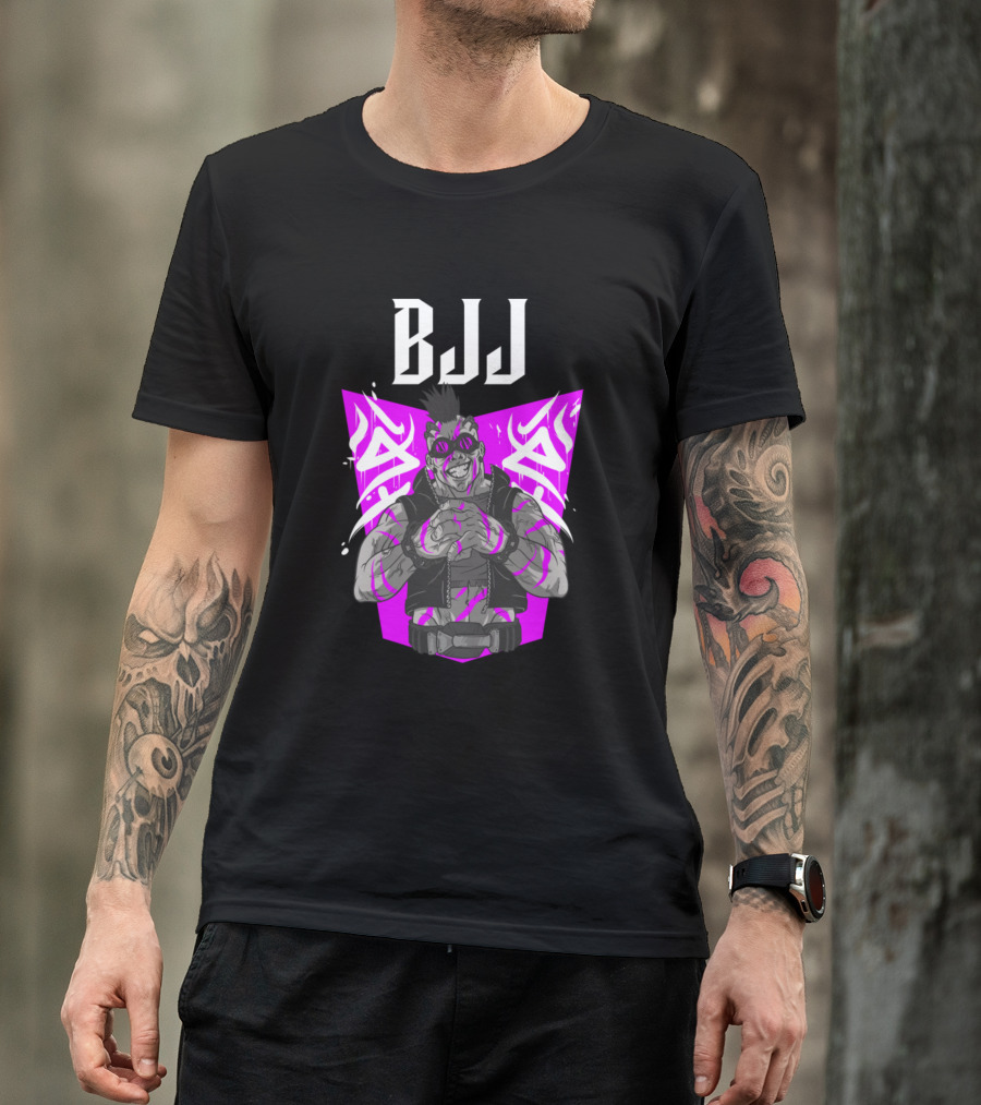 BJJ Purple Biker With Tattoos And Goggles T-Shirt