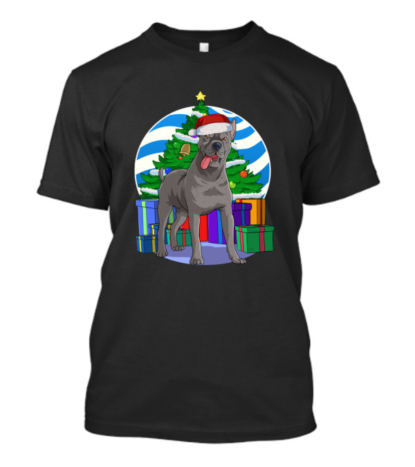 Cane Corso Dog Santa With Christmas Tree And Presents T-Shirt