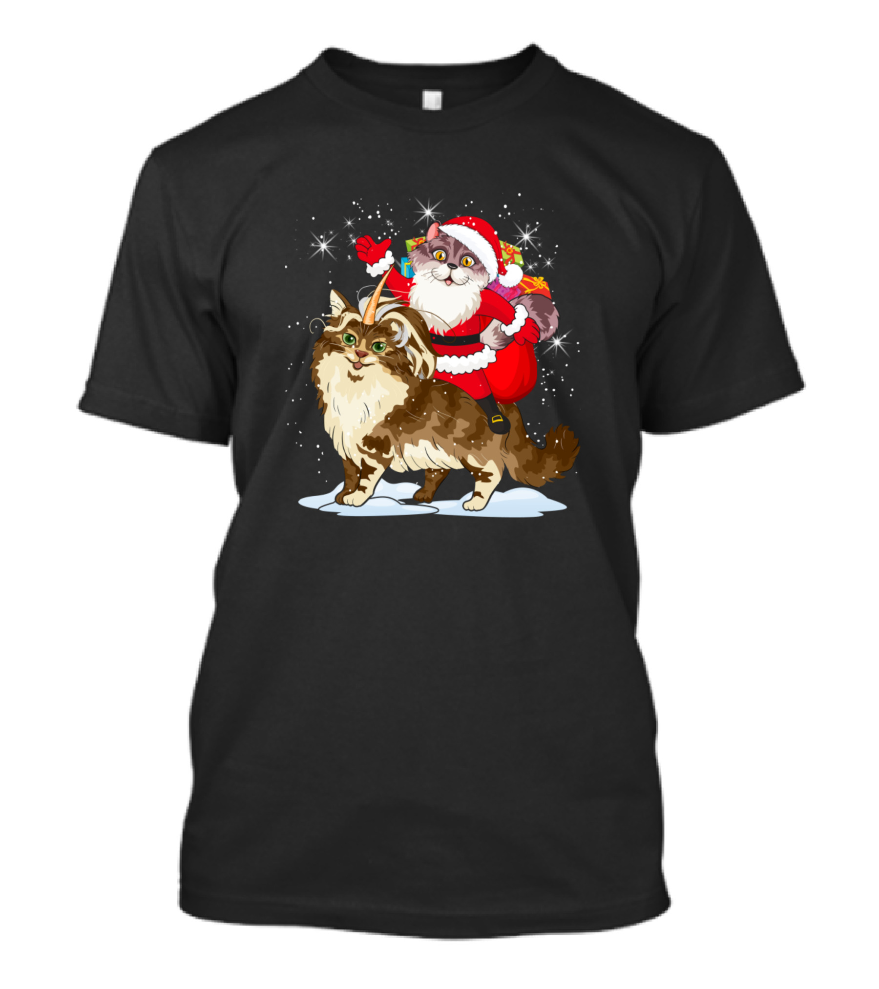 Meowy Cat Christmas Santa Caticorn Unicorn Holiday Magic T-Shirt