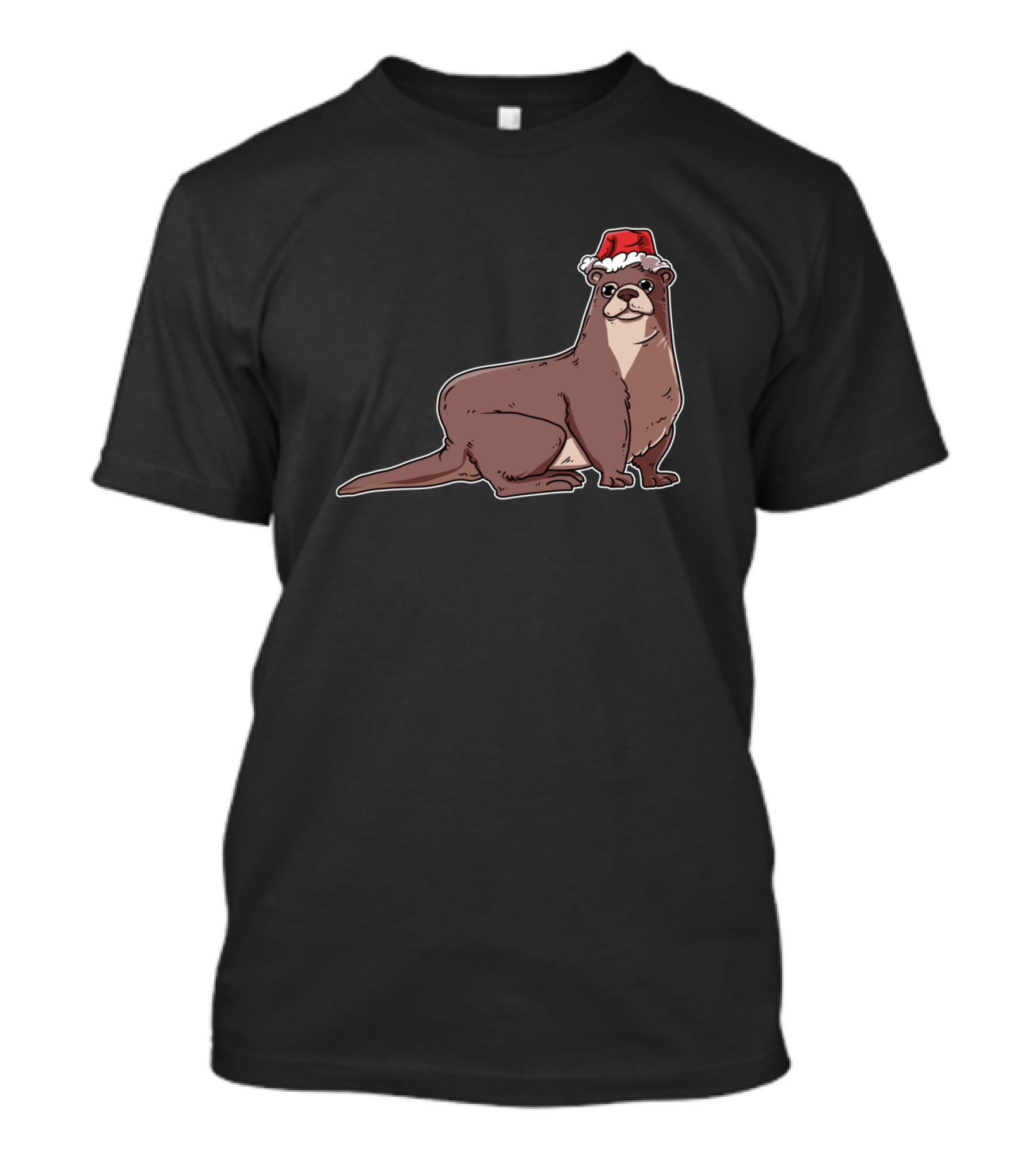 Christmas Sea Otter Santa Hat T-Shirt