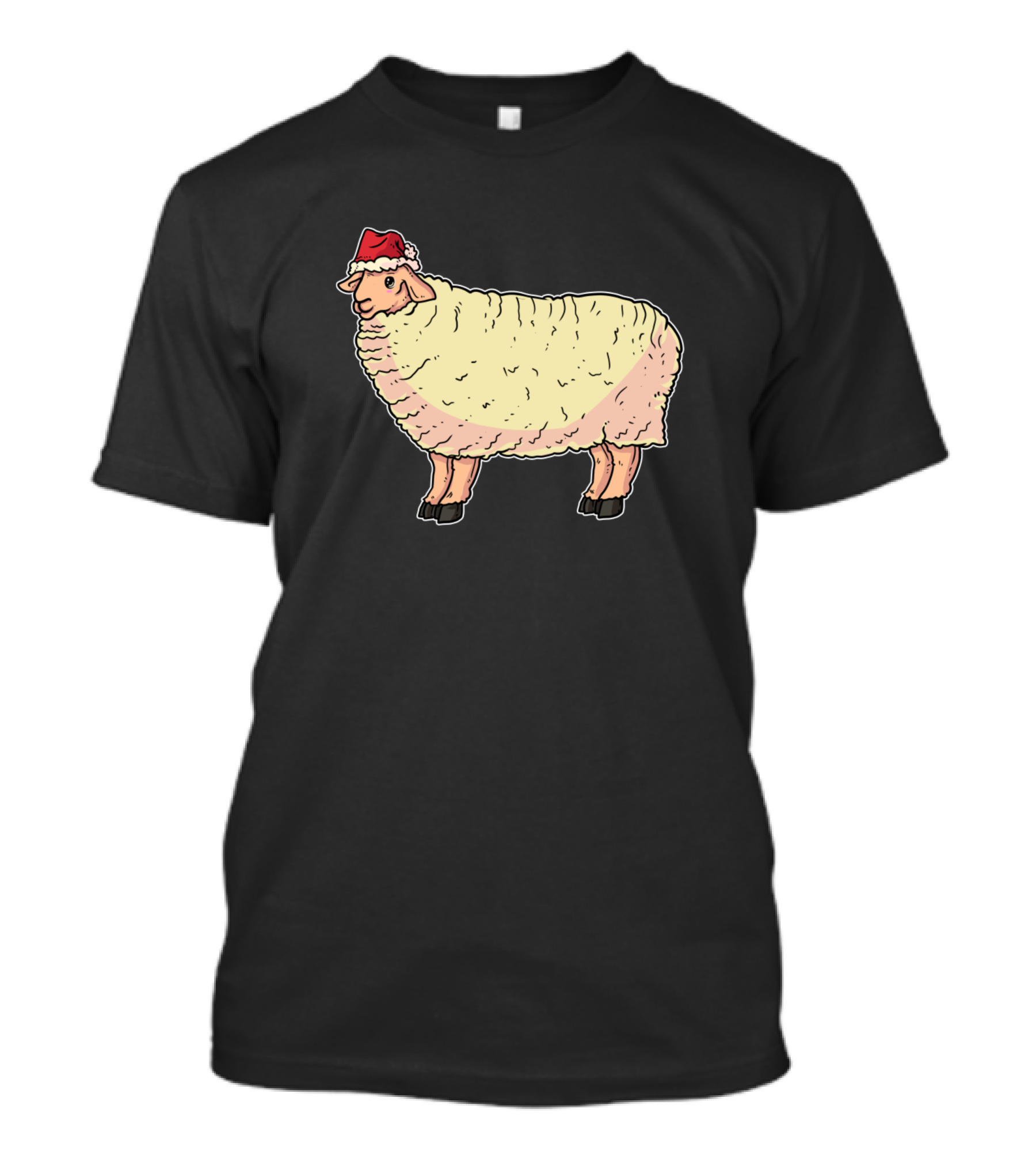 Christmas Sheep Wearing Santa Hat T-Shirt