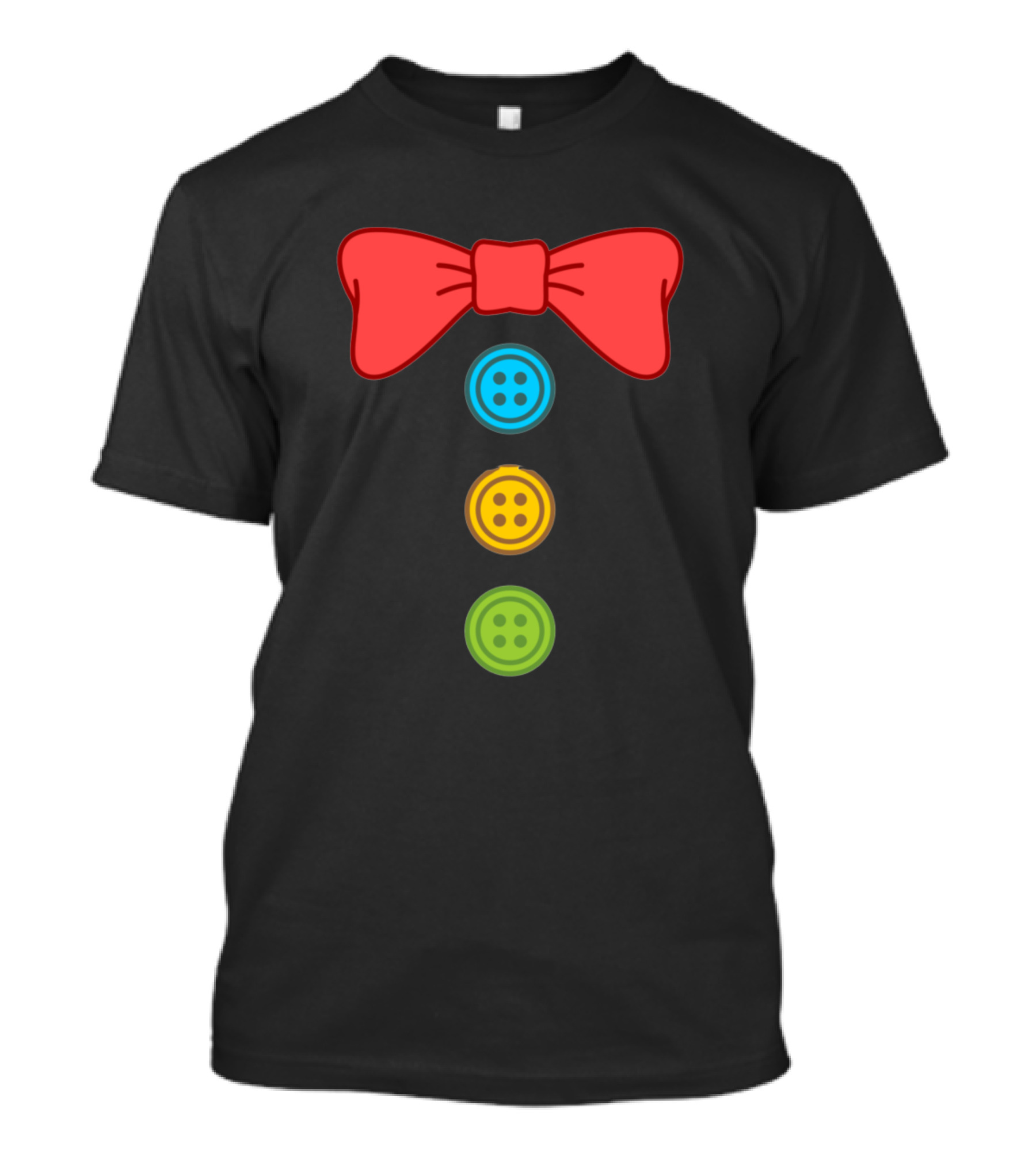 Clown Red Bow Tie With Colorful Blue Yellow Green Buttons T-Shirt