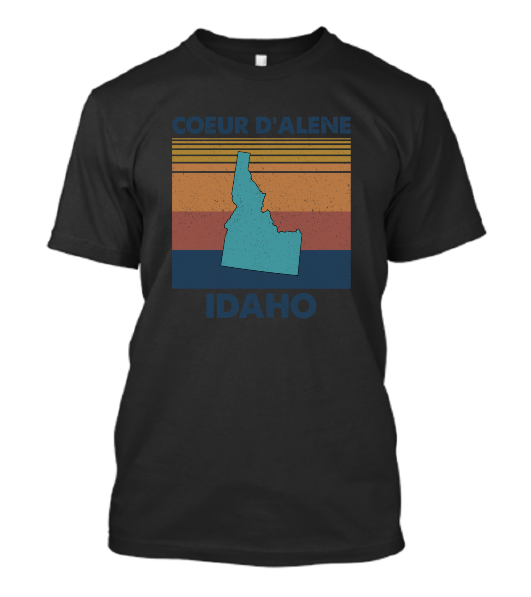 Coeur D'Alene Idaho Vintage Retro Stripes Map T-Shirt