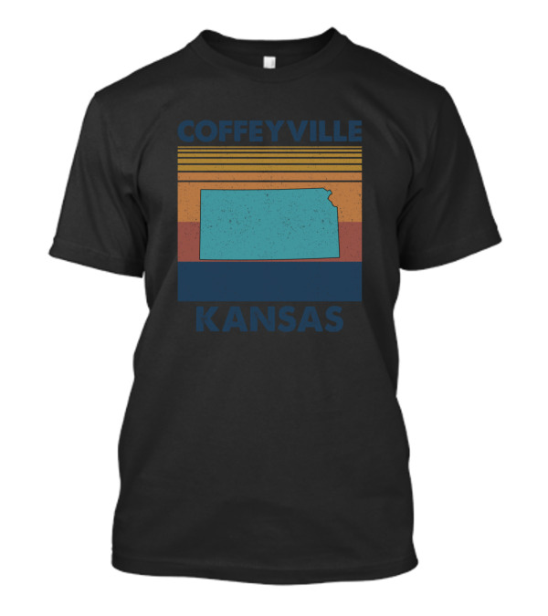 Coffeyville Kansas Vintage State Outline Retro Stripe T-Shirt