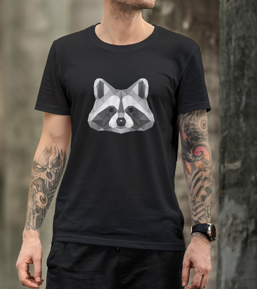 Cute Raccoon I Love Raccoon Geometric T-Shirt