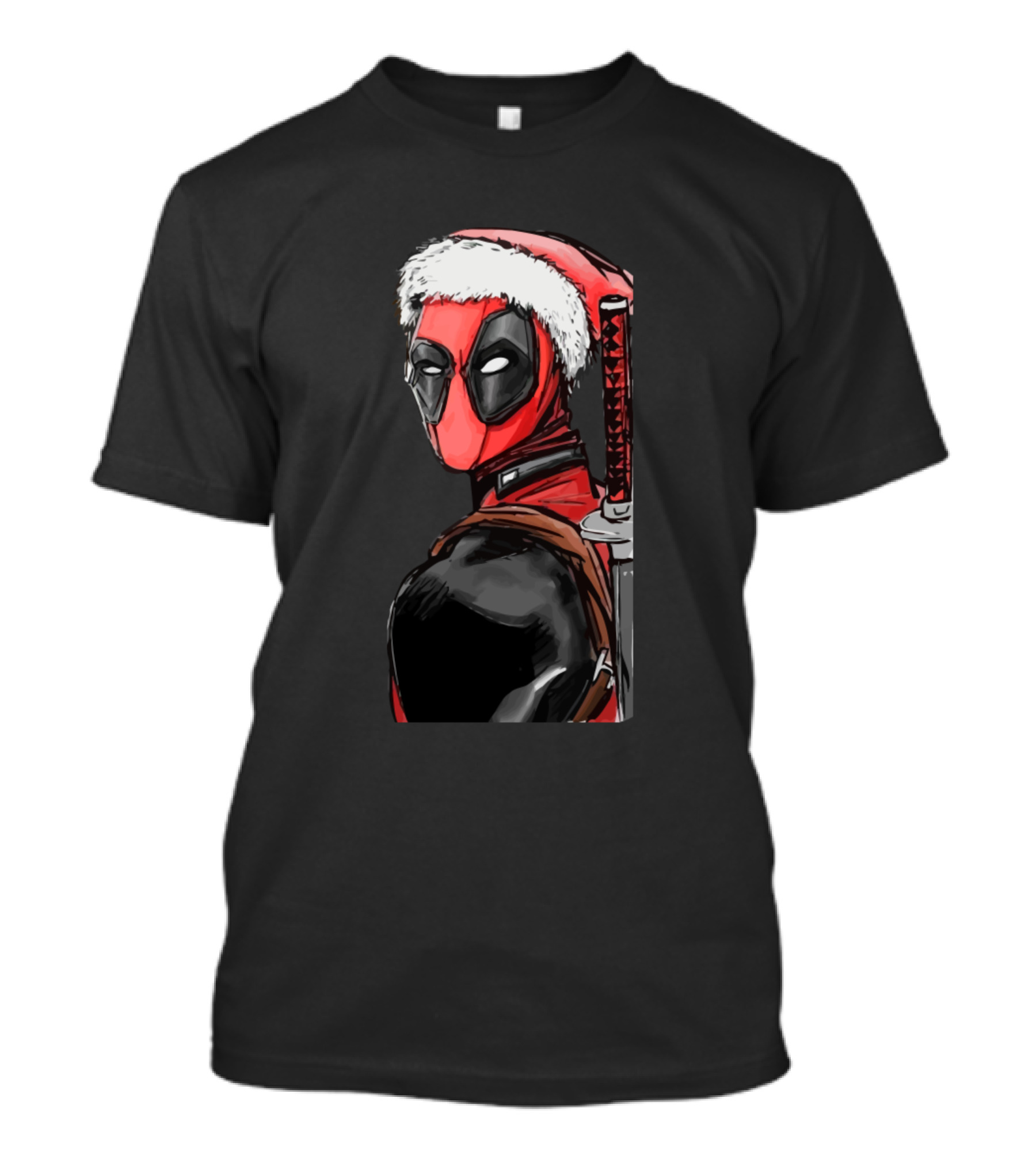 Deadpool Santa Holiday Costume With Katana T-Shirt