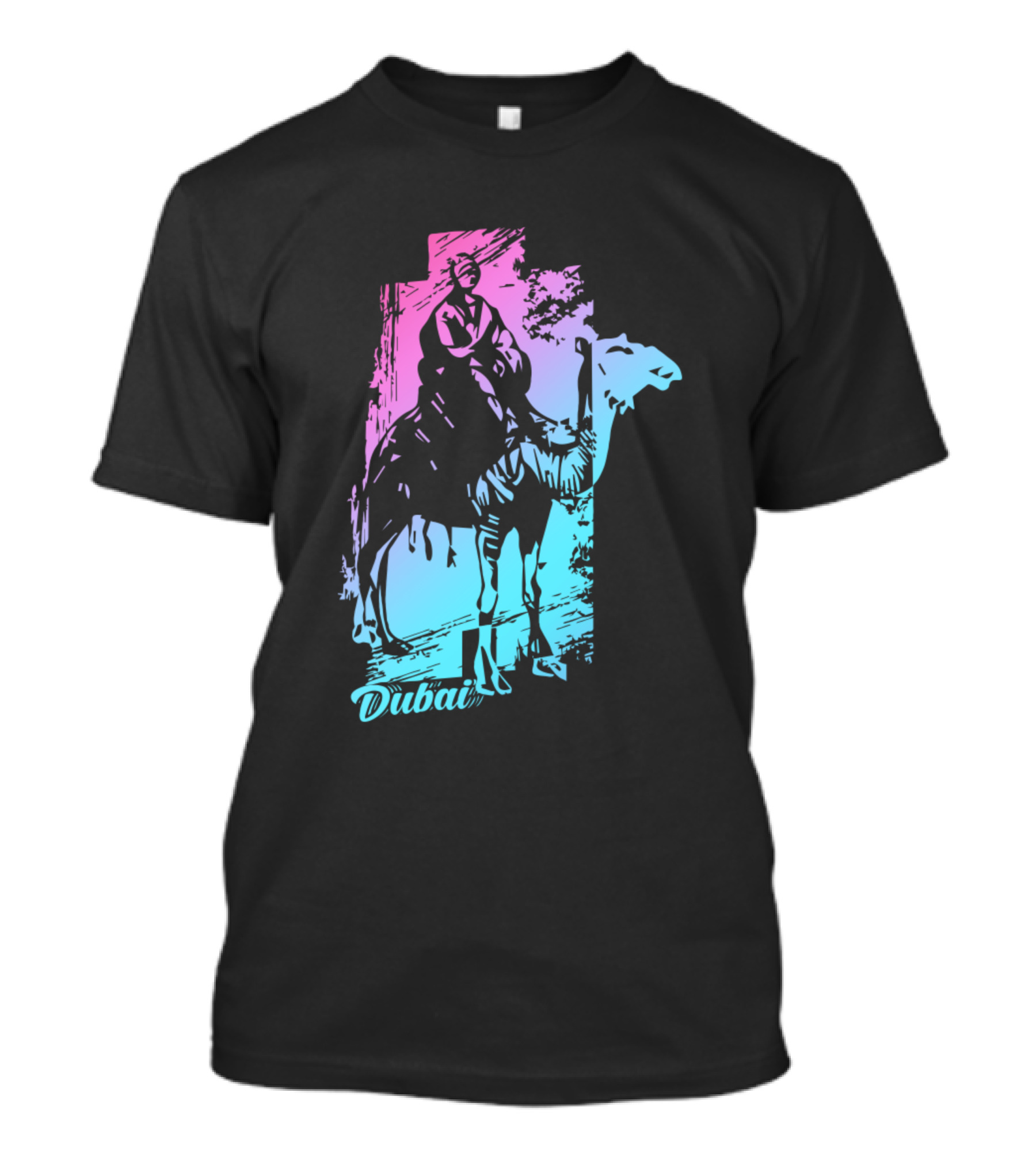Dubai Camel Rider Desertscape Arabia Palm Trees T-Shirt