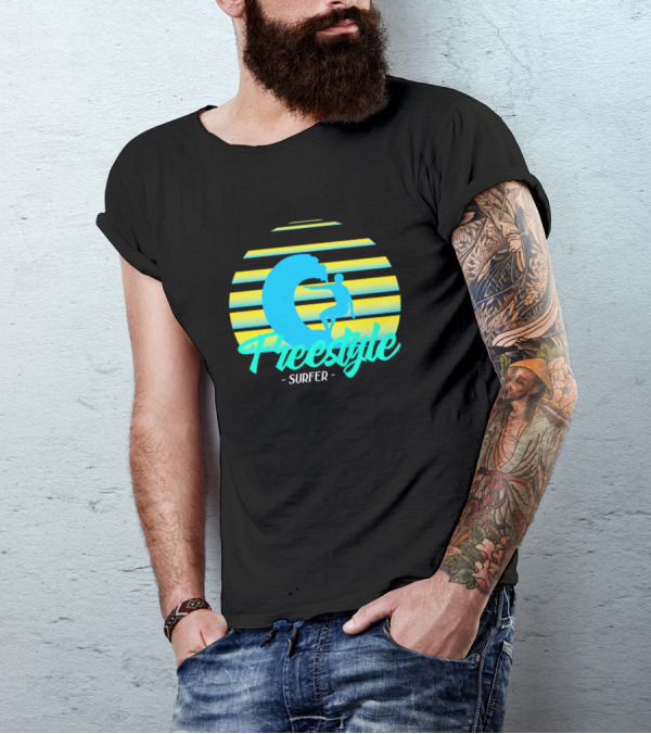 Freestyle Surfer Retro Wave Circle T-Shirt