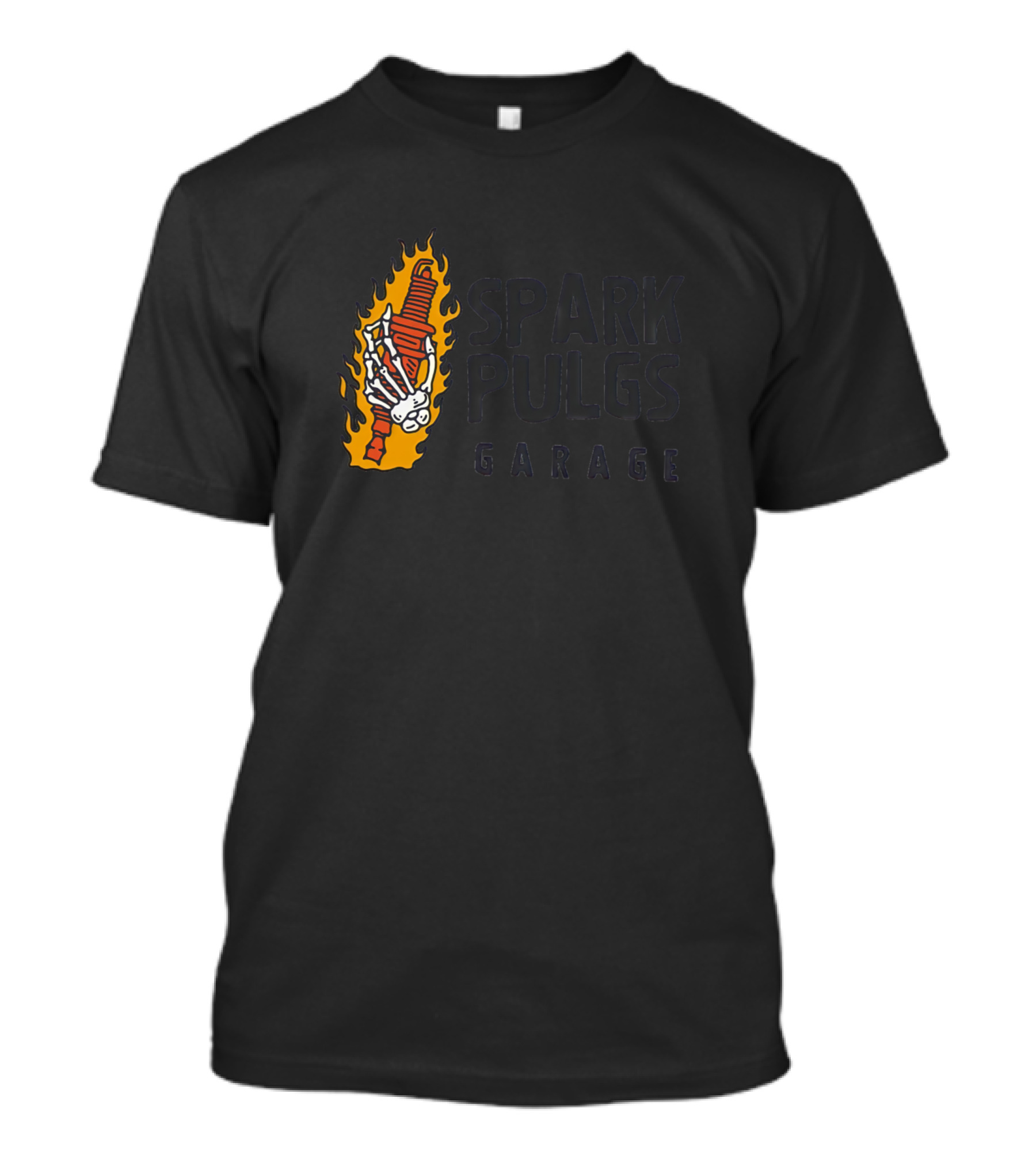 Spark Plugs Garage Skeleton Flame T-Shirt
