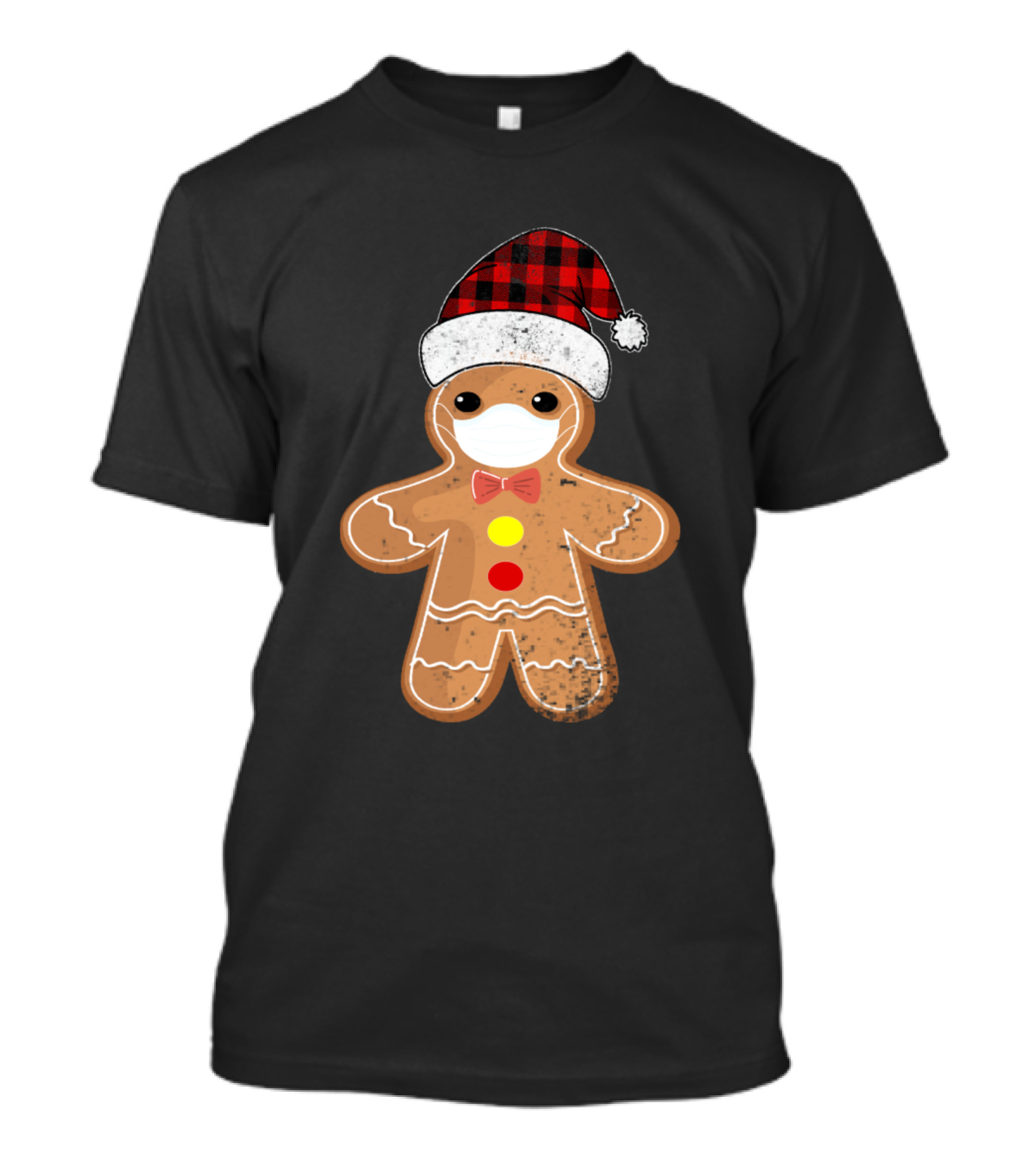 Gingerbread Cookie Santa Hat Mask Christmas Holiday T-Shirt