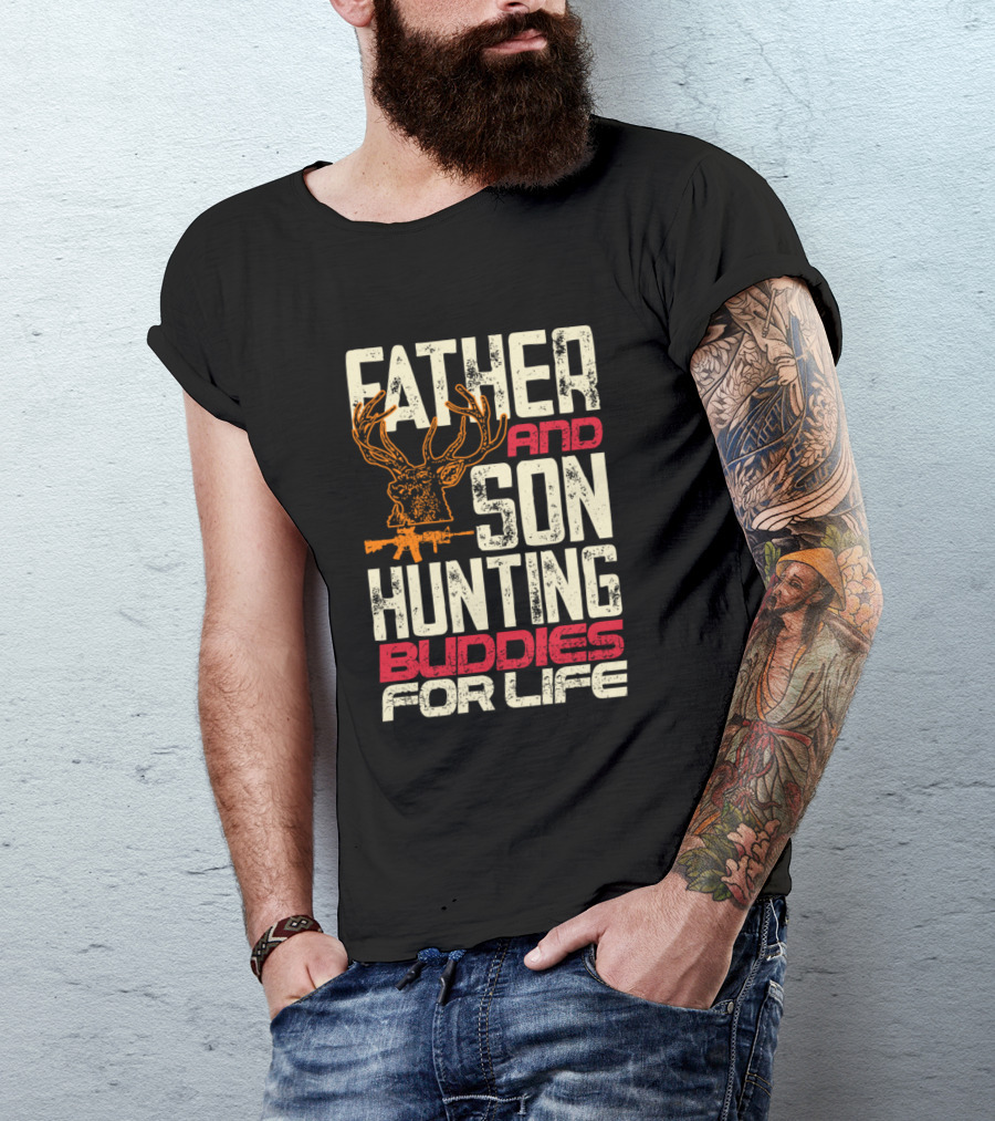 Father And Son Hunting Buddies For Life Deer Rifle T-Shirt