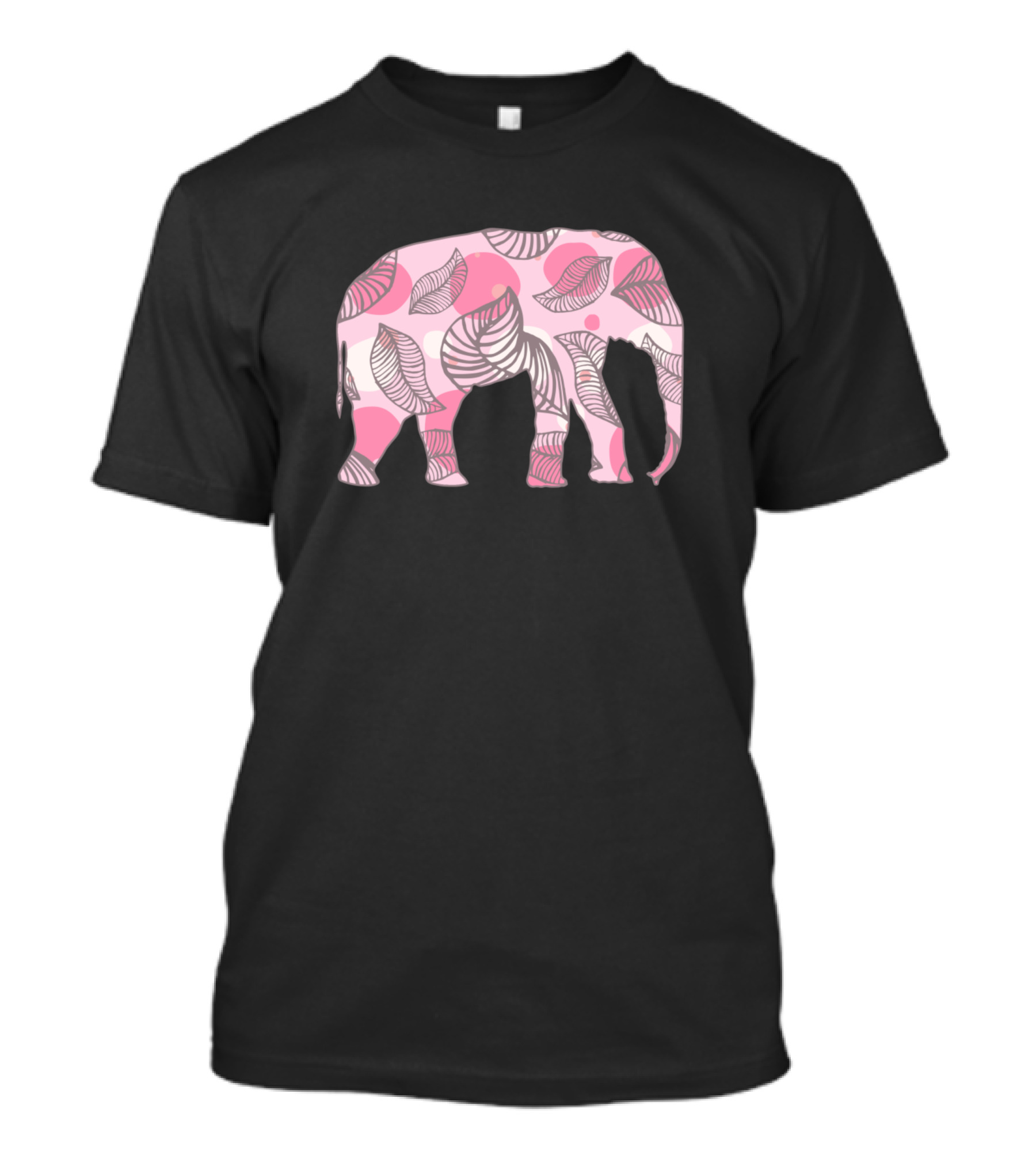 Floral Elephant Pink Leaf T-Shirt