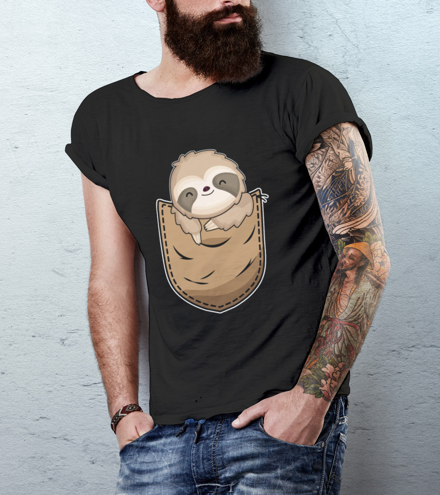 Funny Cute Sloth In Pocket Animal T-Shirt