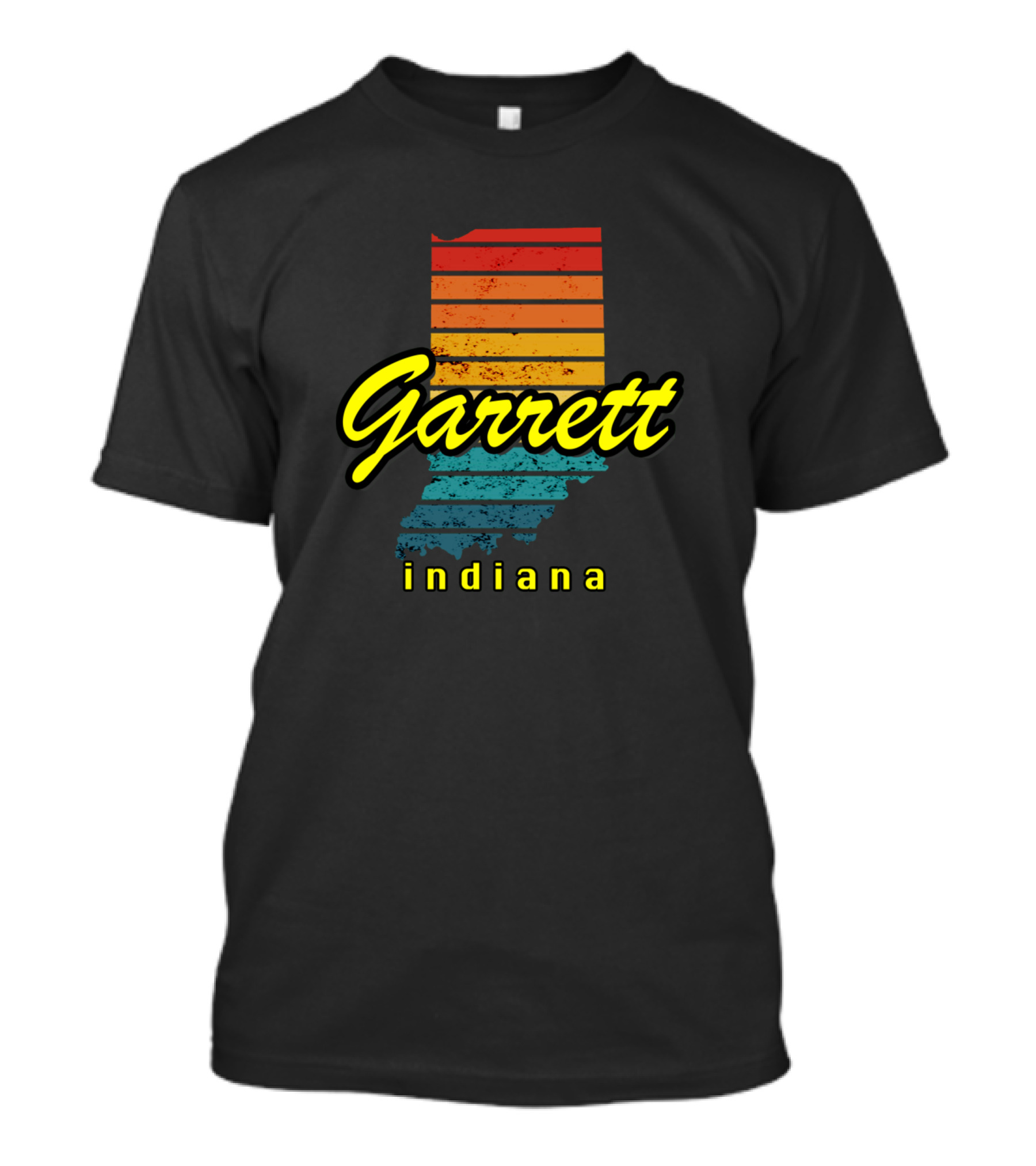 Garrett Indiana Vintage Stripes State Outline T-Shirt
