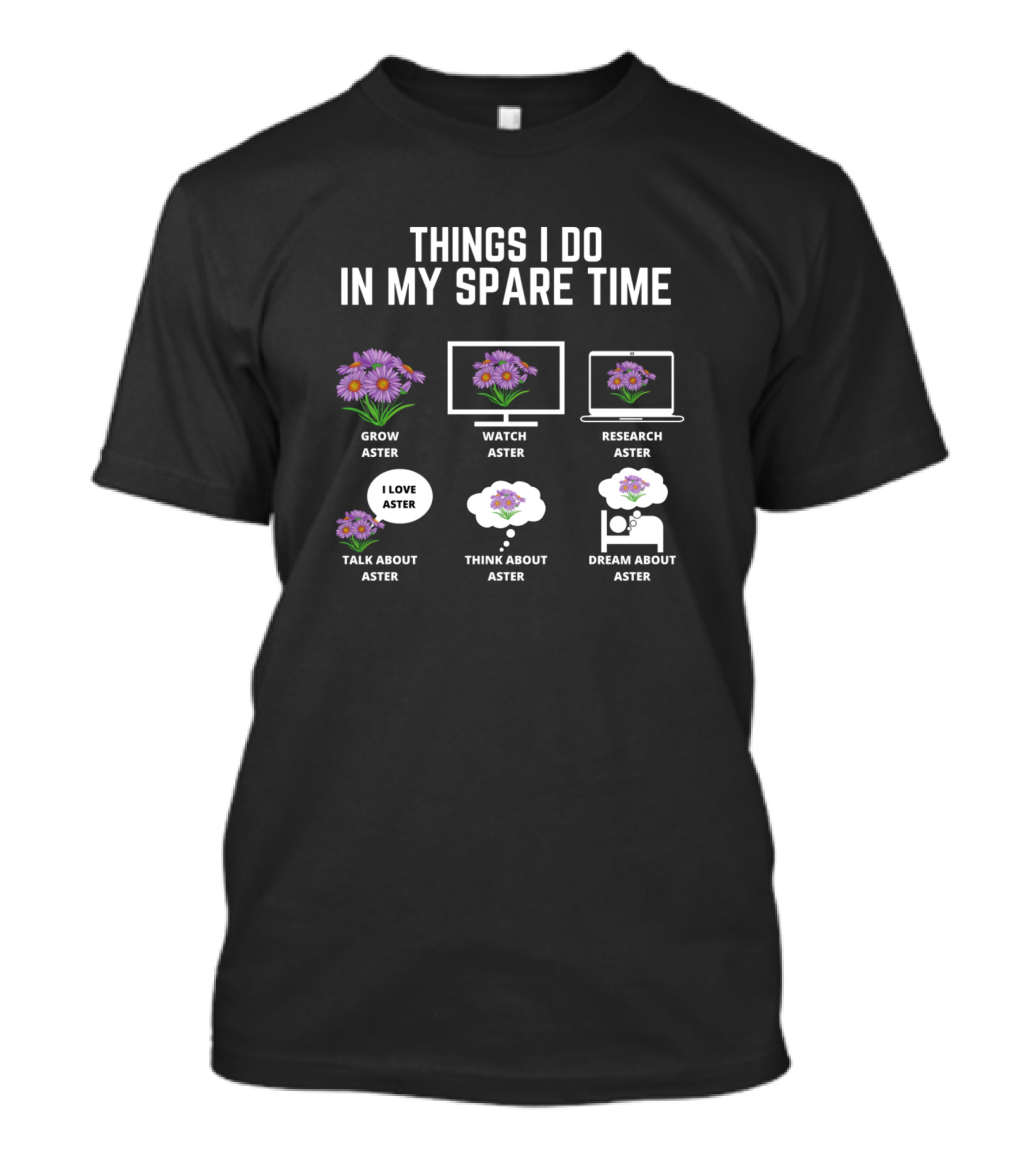 Things I Do In My Spare Time Grow Aster Watch Aster Research Aster Talk About Aster Think About Aster Dream About Aster T-Shirt