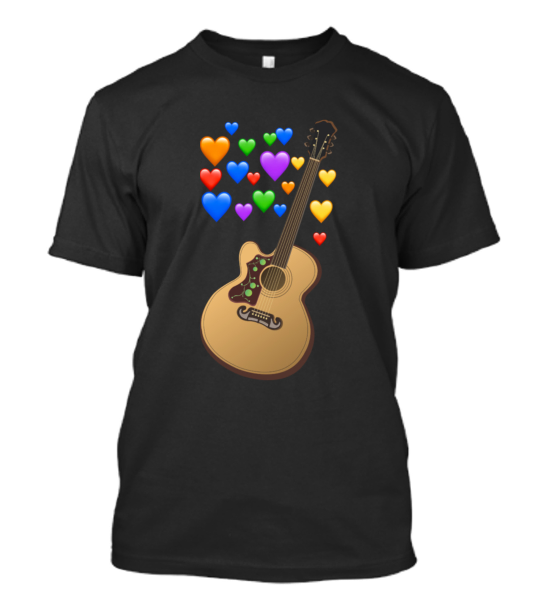 Guitar With Colorful Hearts Emoji T-Shirt