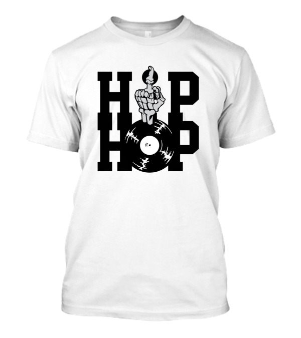 Hip Hop Vinyl Skeleton Hand T-Shirt