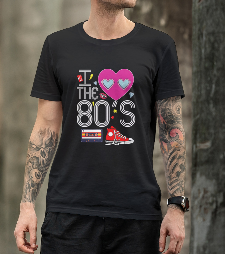 I Heart The 80s Cassette Sneakers Retro Fun T-Shirt