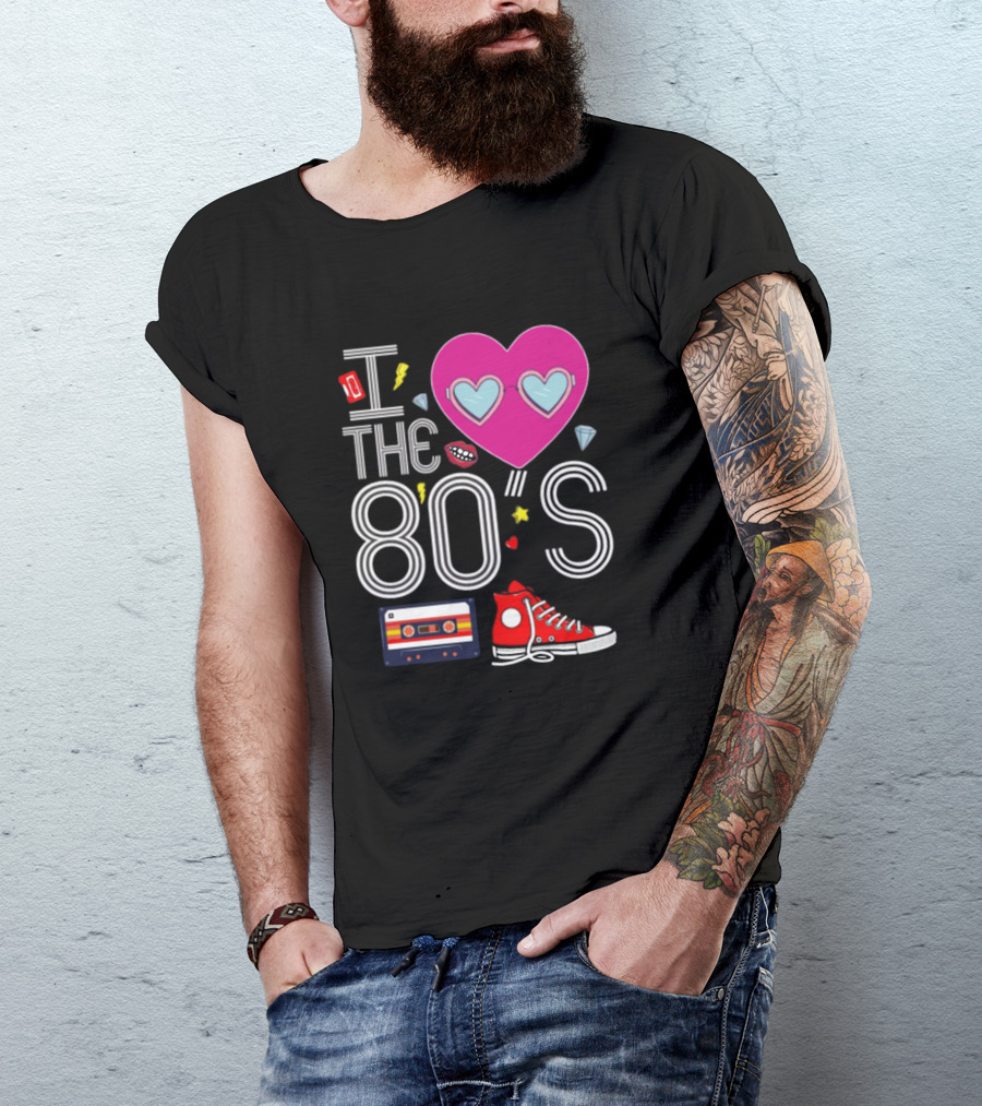 I Heart The 80s Cassette Sneakers Retro Fun T-Shirt