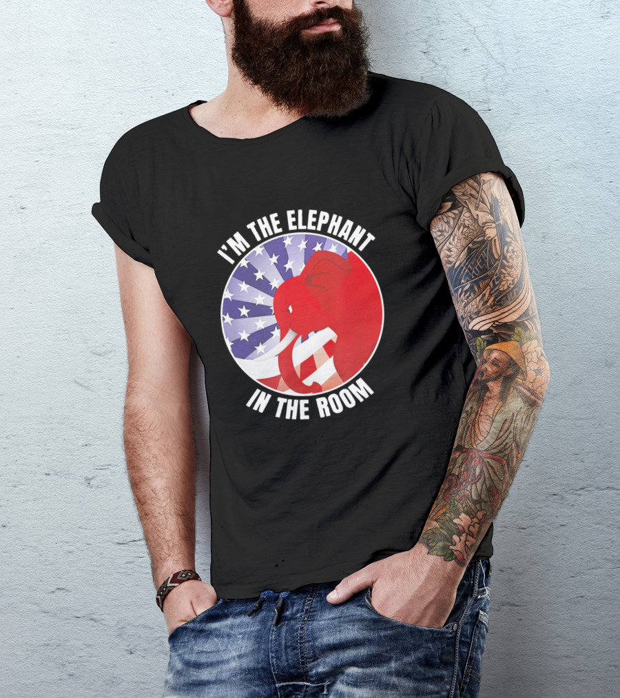 I'm The Elephant In The Room Republican USA Flag Background T-Shirt