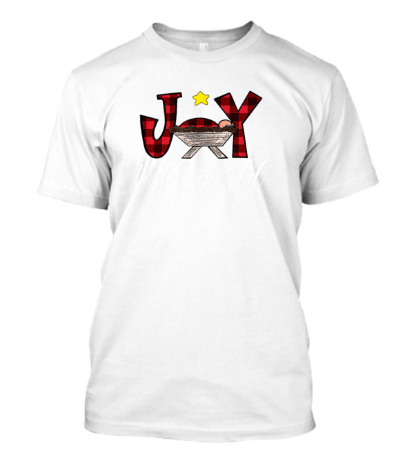 Joy To The World Baby Jesus Plaid Christmas Christian Nativity T-Shirt