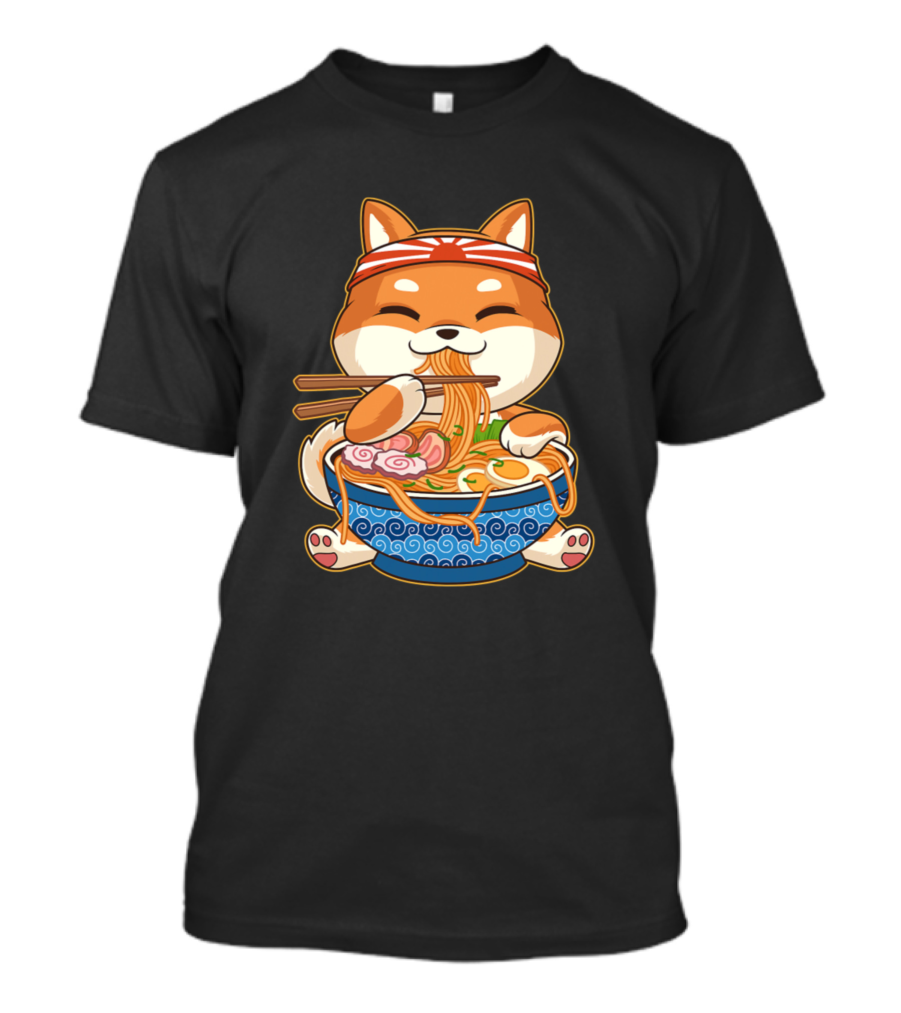Kawaii Cute Anime Shiba Inu Dog Eating Ramen Otaku Japanese T-Shirt