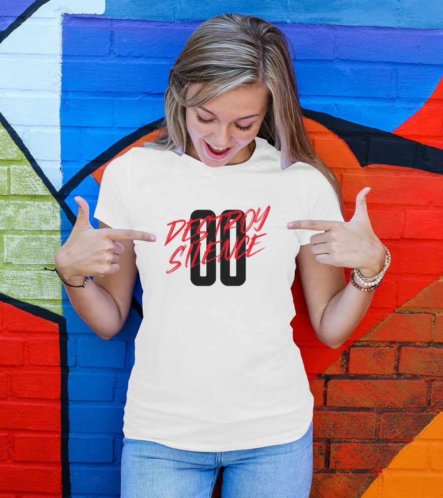Destroy Silence 00 Bold Red Lettering T-Shirt