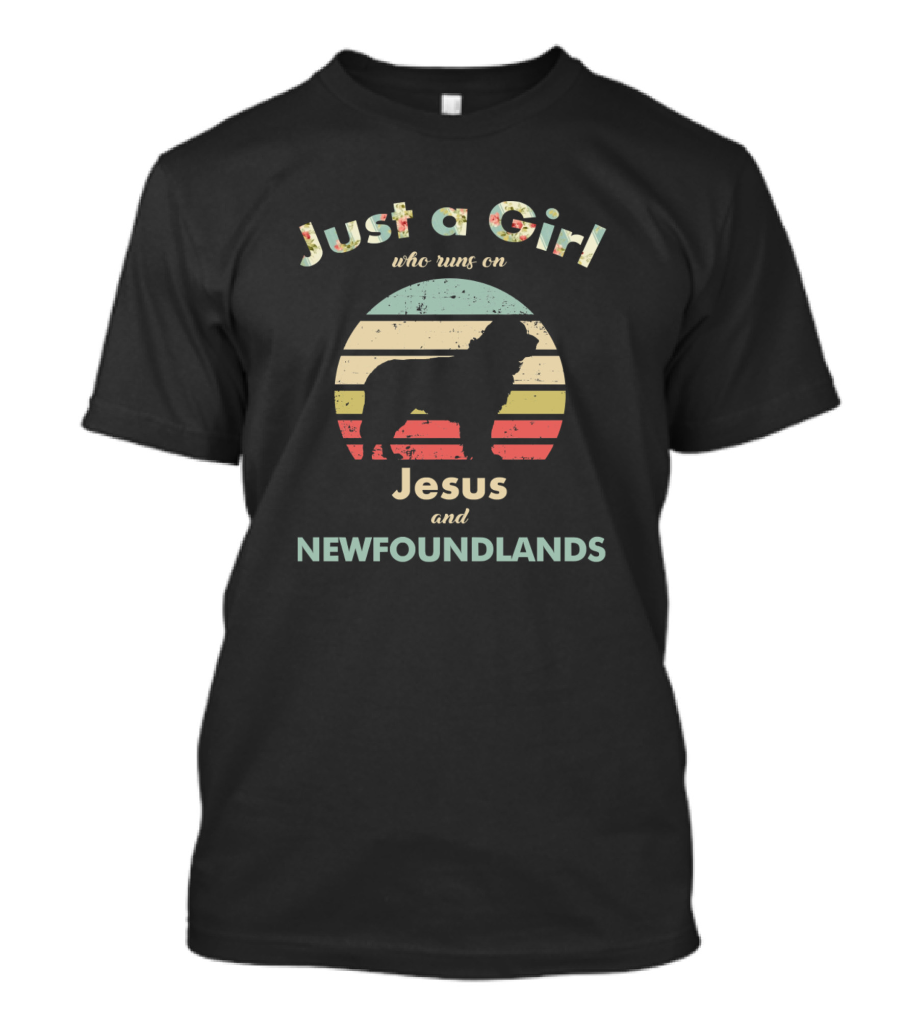 Just A Girl Who Runs On Jesus And Newfoundlands Vintage Dog T-Shirt