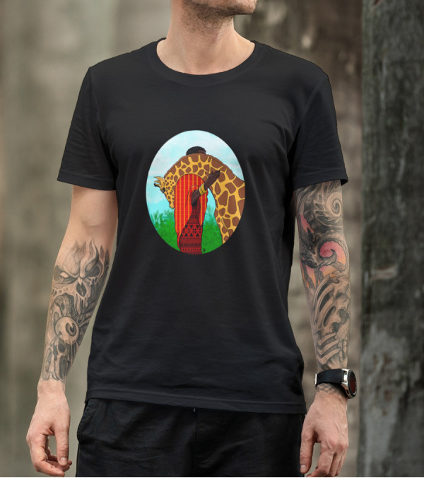 Giraffe Love Embrace African T-Shirt