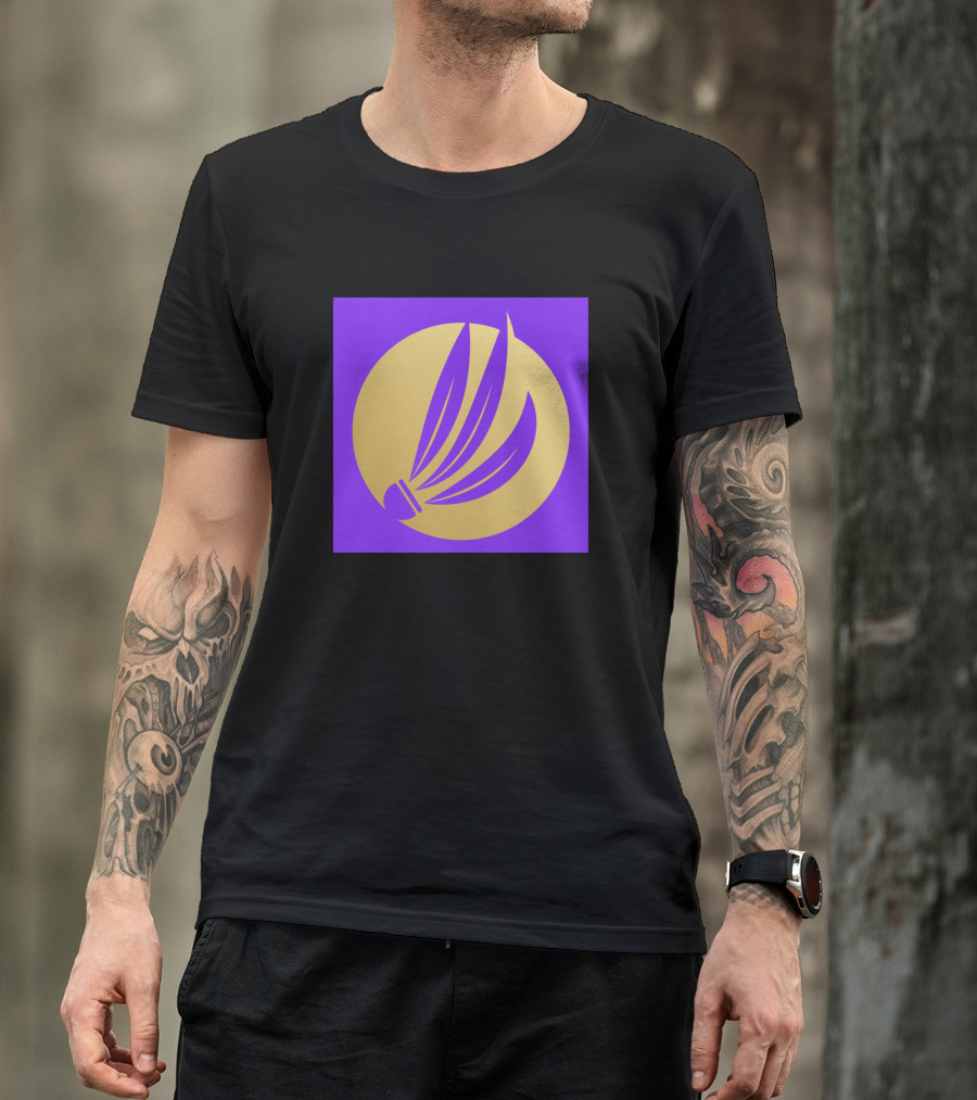 Golden Shuttlecock Purple Circle T-Shirt
