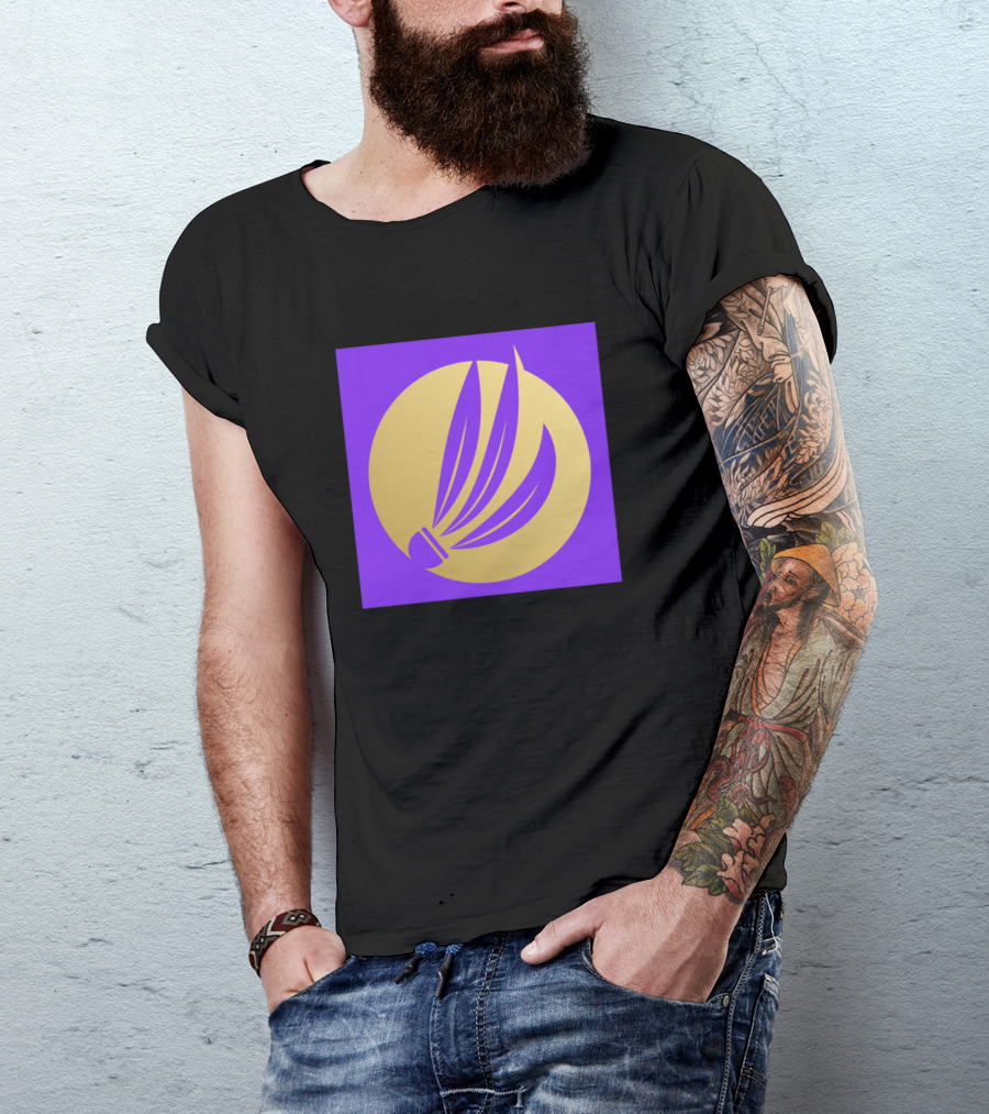 Golden Shuttlecock Purple Circle T-Shirt