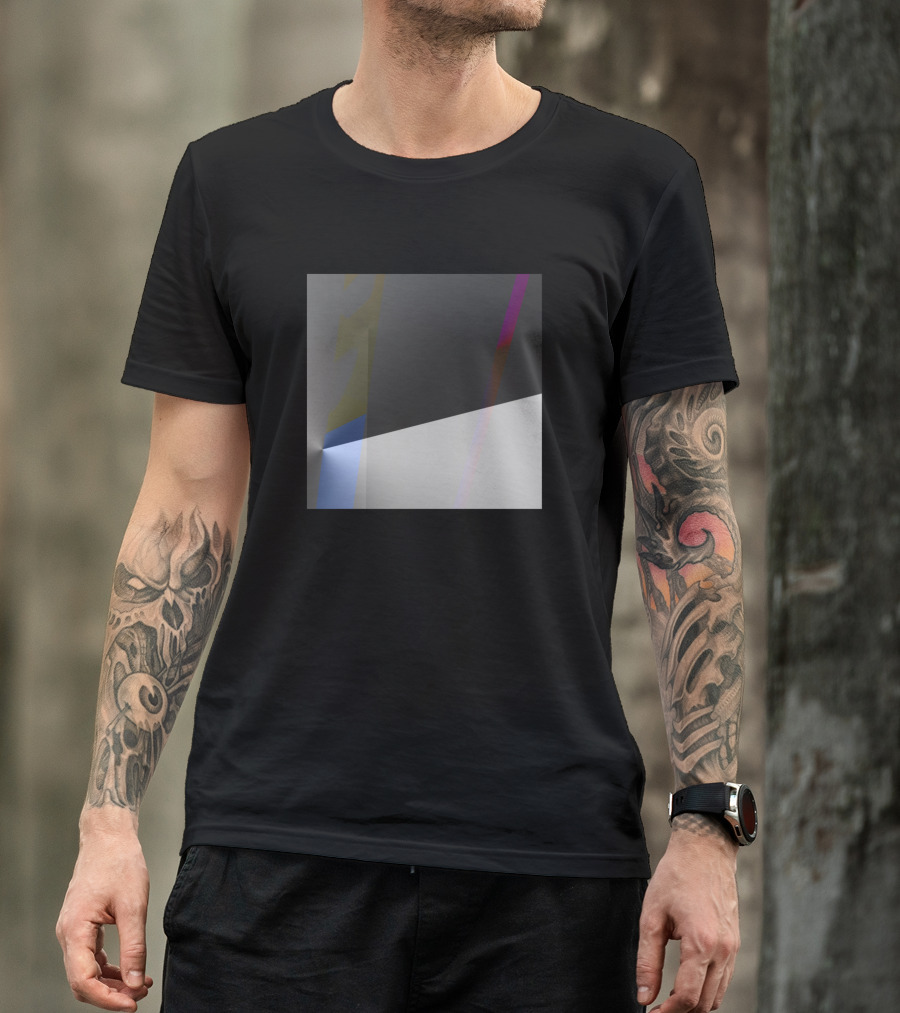 Grey Black Texture Abstract Geometric Square With Subtle Color Accents T-Shirt