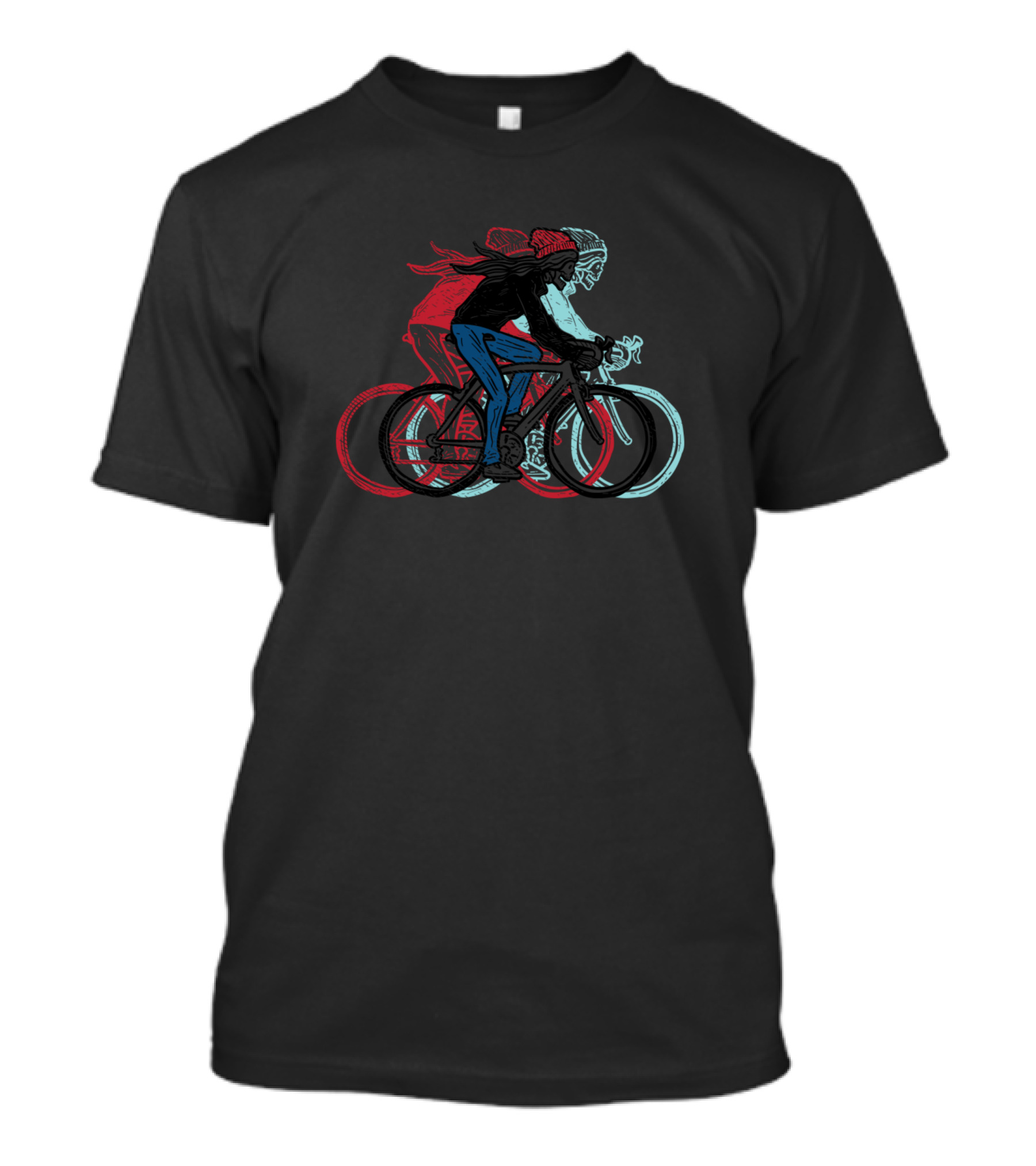 Long Haired Skull Bicycle Riders Duo T-Shirt