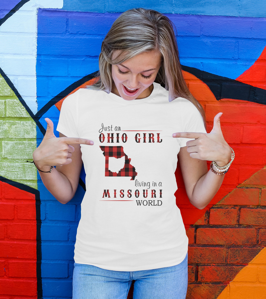 Ohio Girl Red Plaid Missouri World T-Shirt
