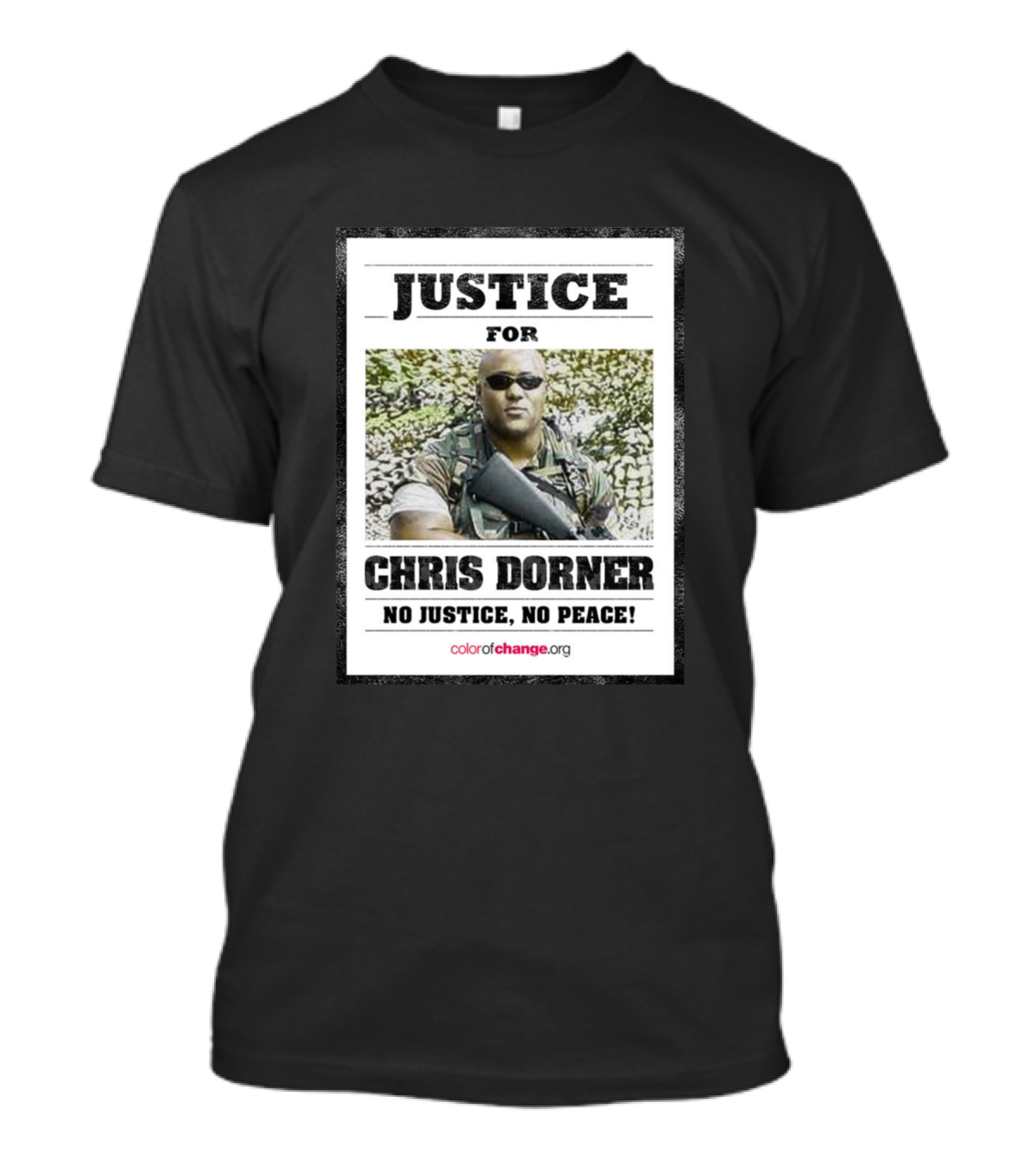 Justice For Chris Dorner No Justice No Peace Color Of Change T-Shirt