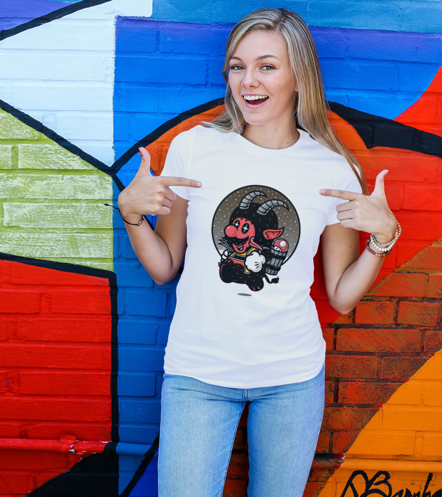 Krampus Jumps Super Mario Parody Mashup T-Shirt